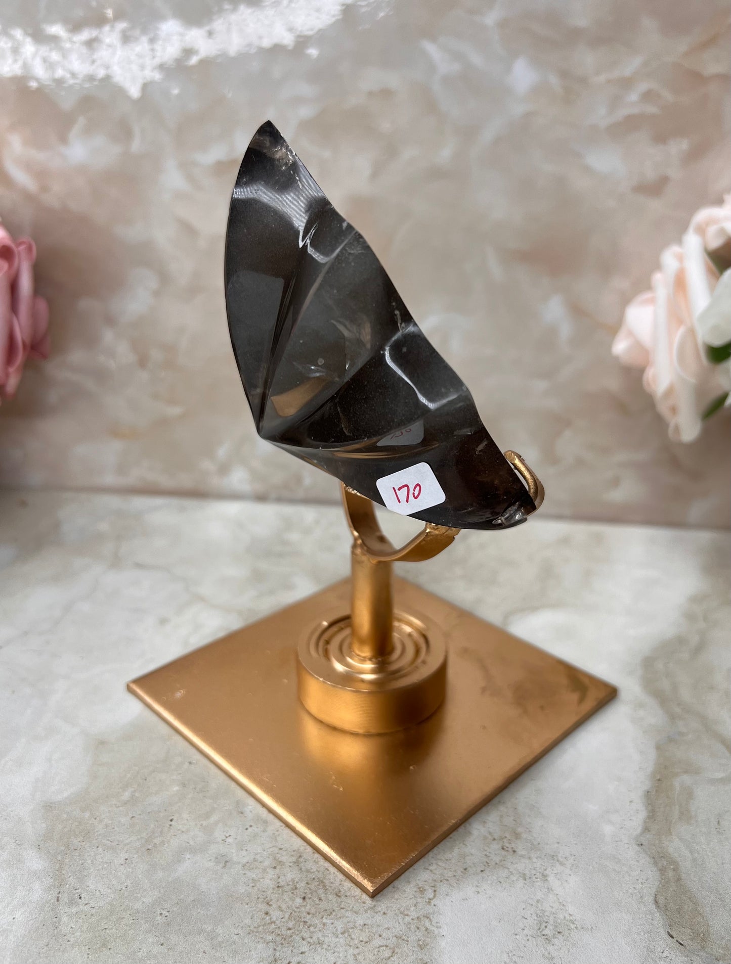 Smokey Quartz Shooting Star on Rotating Stand