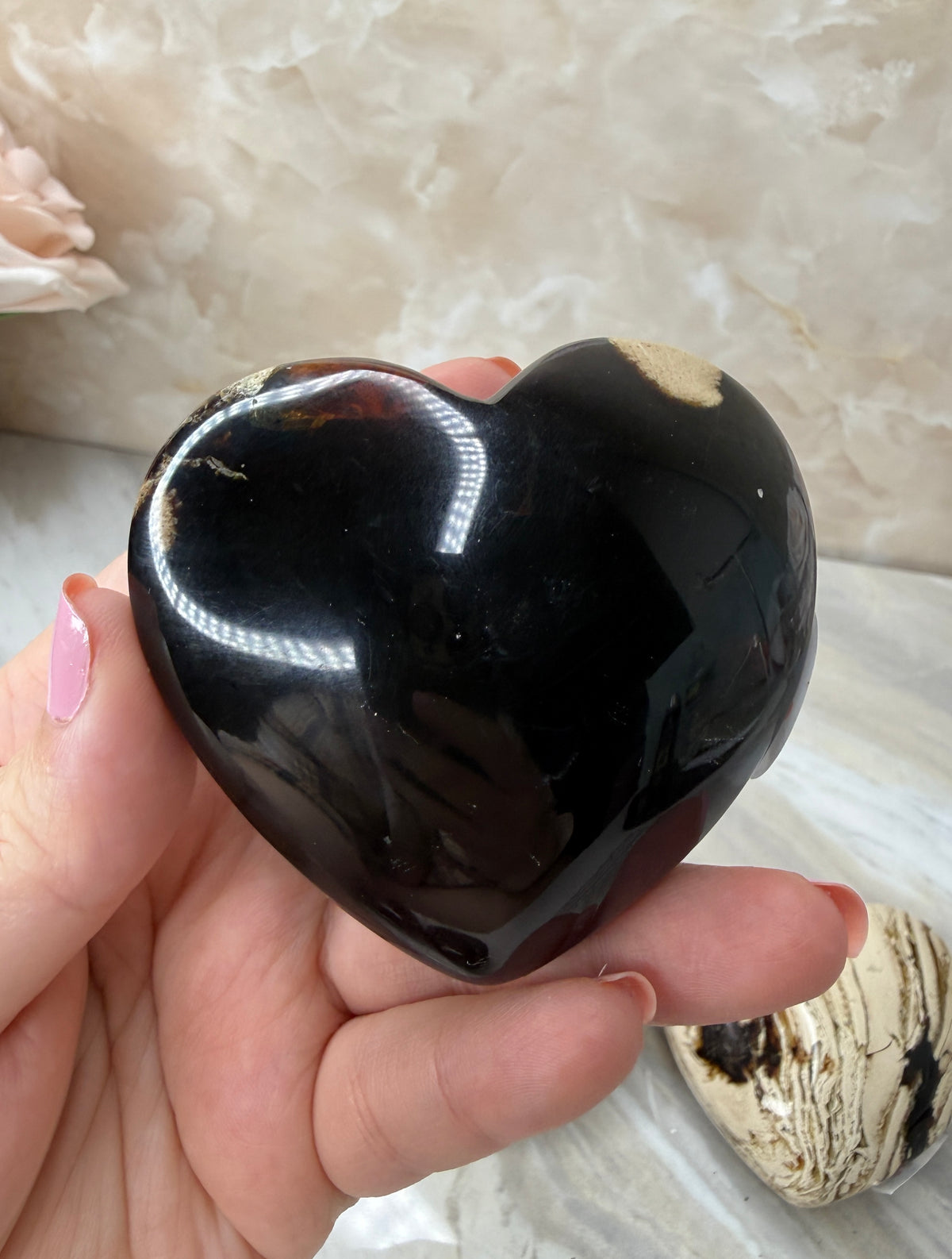 UV Reactive Indonesian Blue Amber Heart