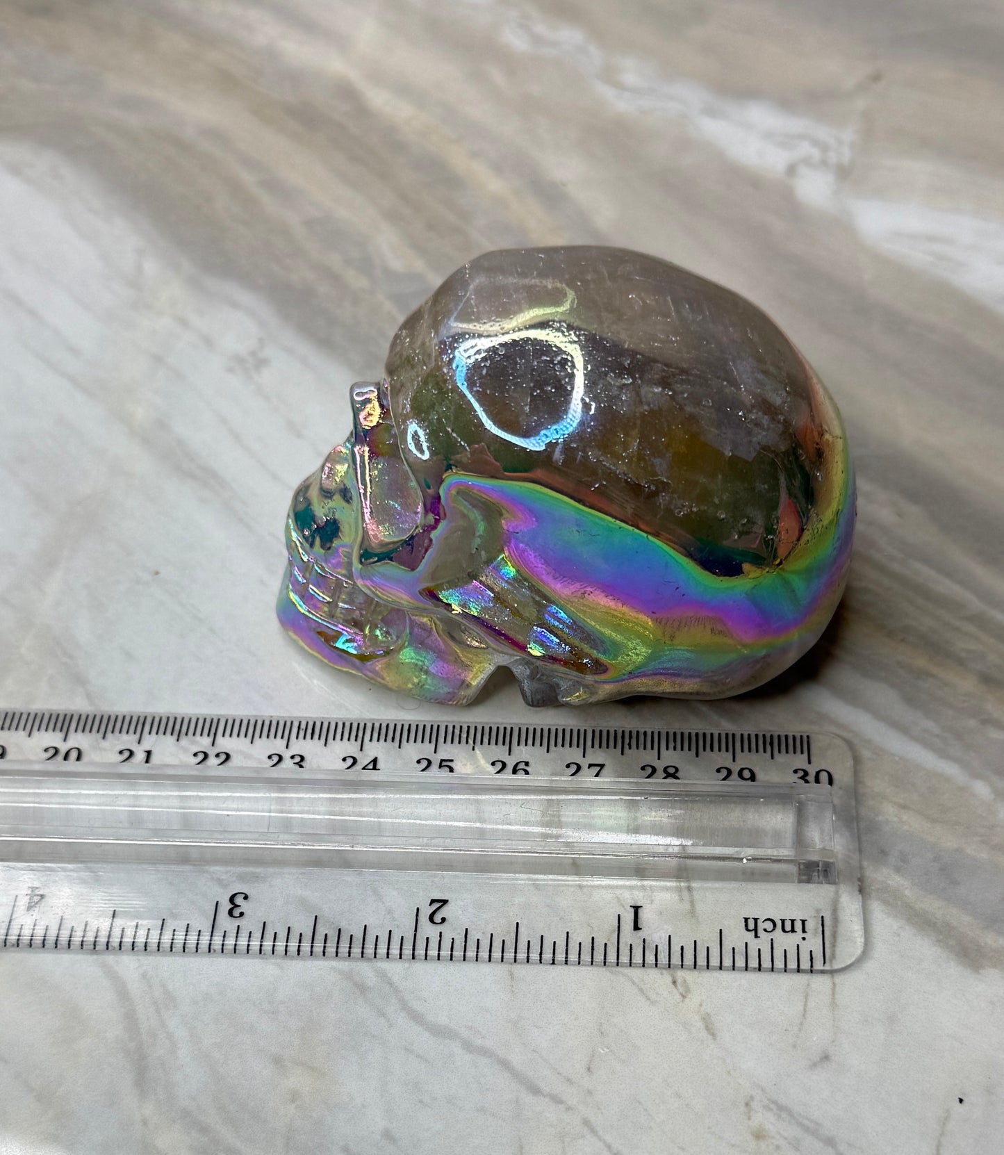 Angel Aura Smokey Quartz Skull