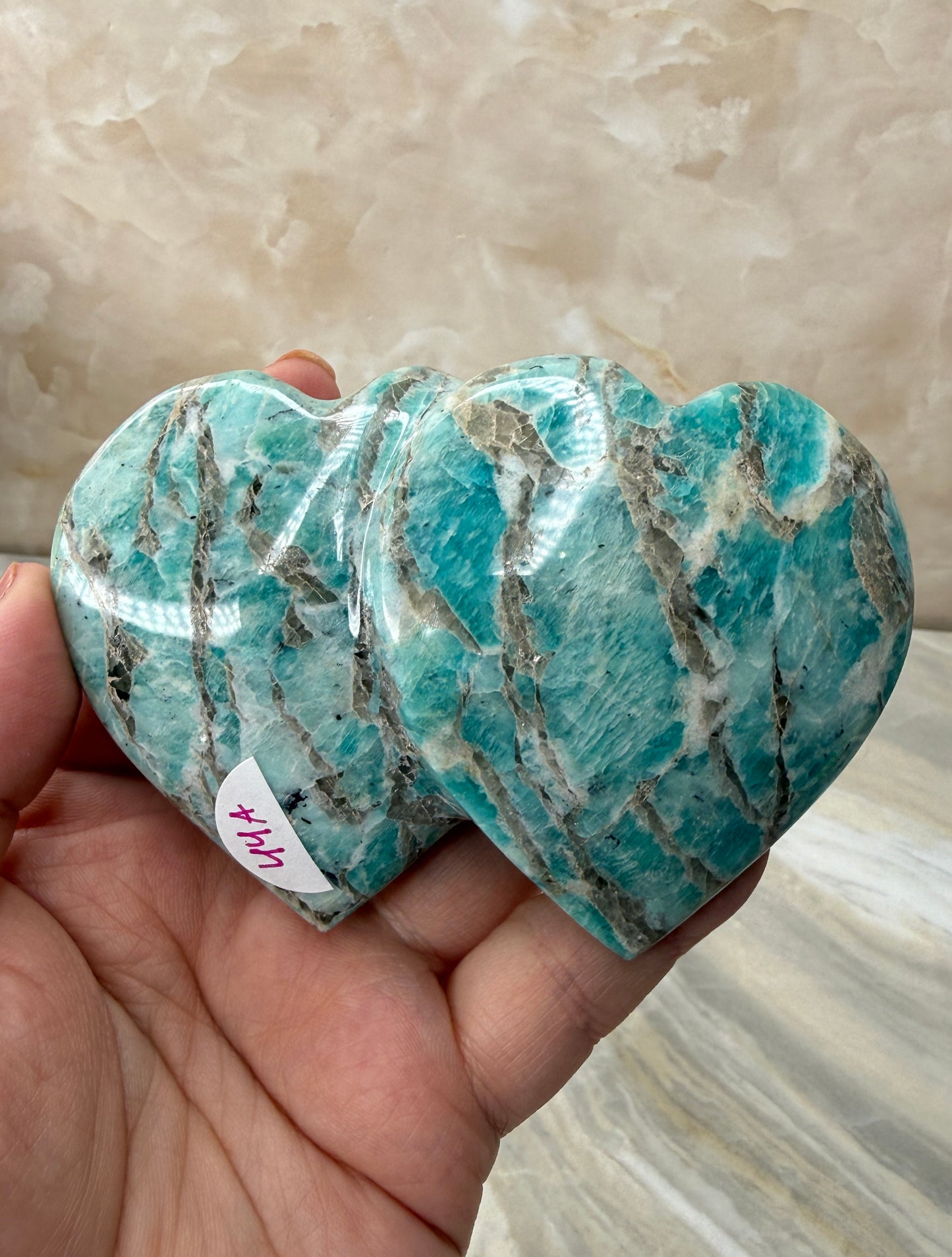 Amazonite Puffy Double Heart from Madagascar