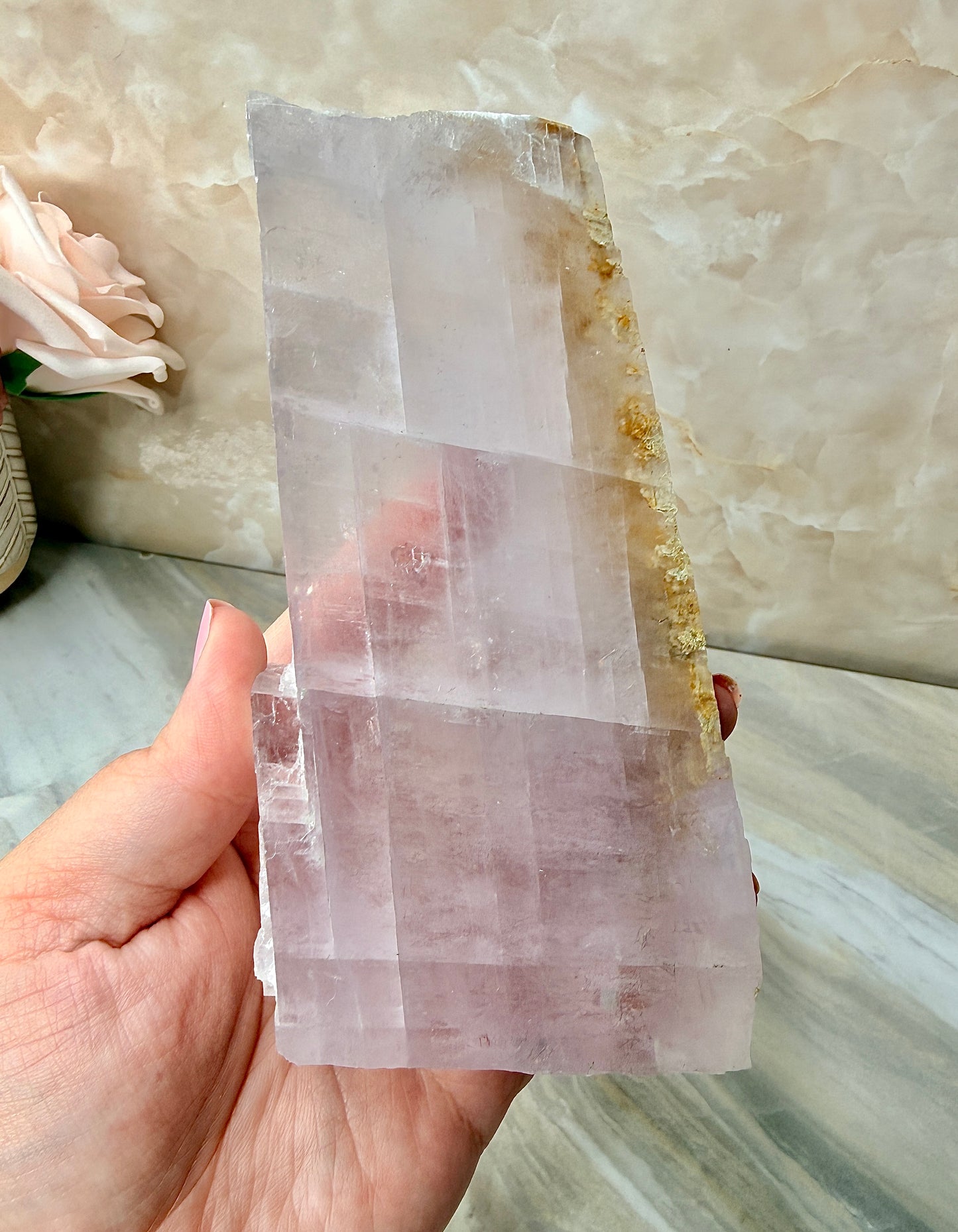 Half Polished Purple Calcite from Madagascar