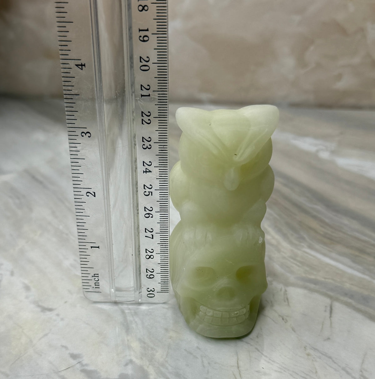 Onyx Owl & Skull Carving