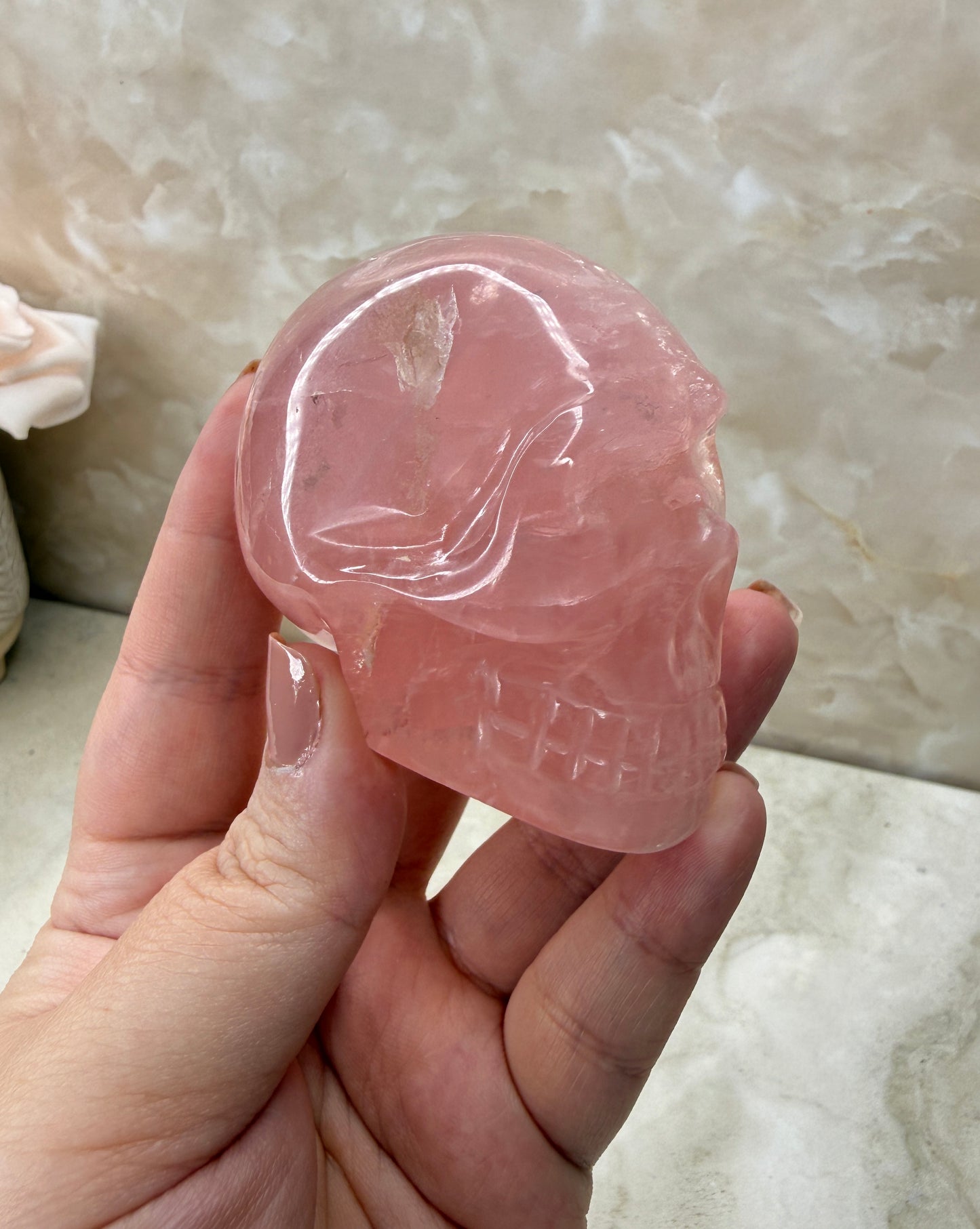 High Quality Rose Quartz Skull