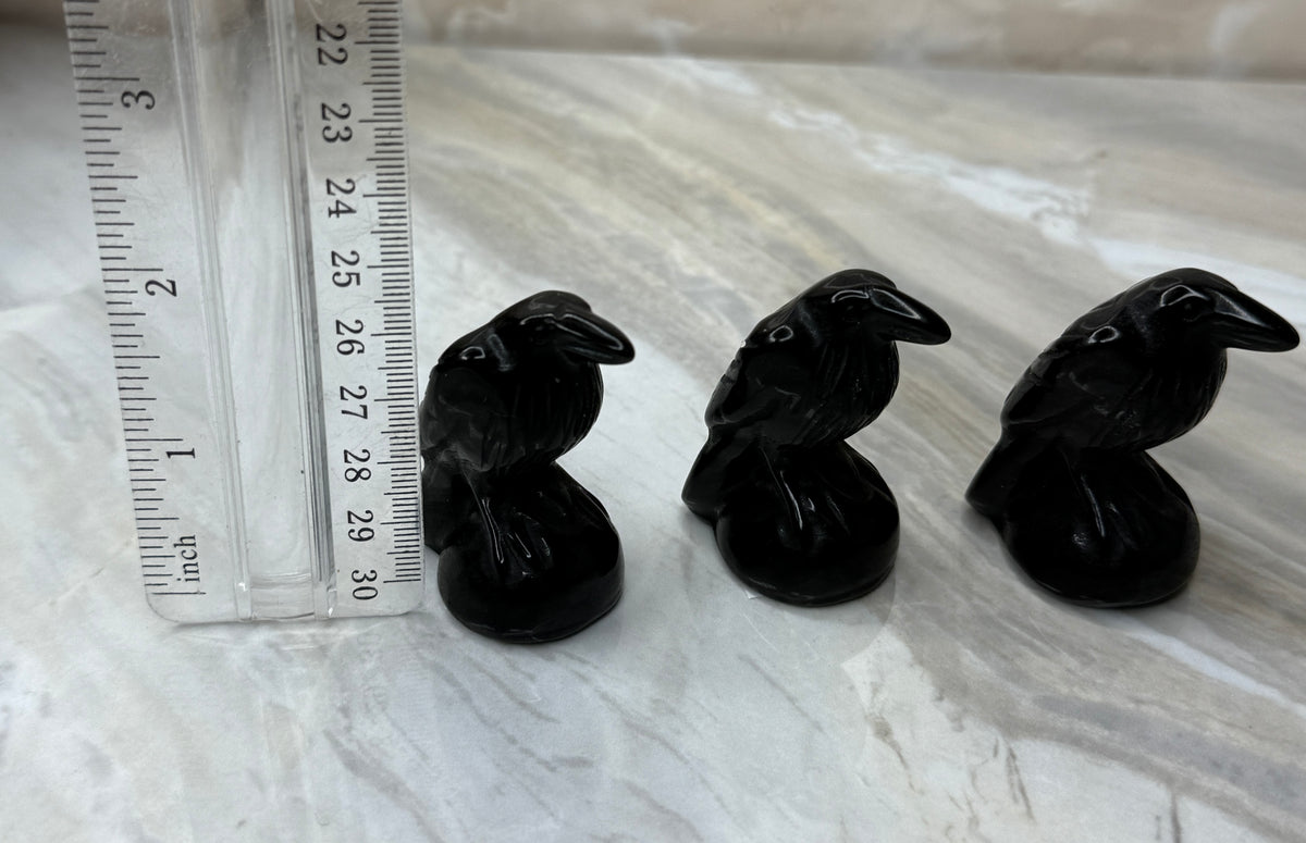 Obsidian Raven Carving