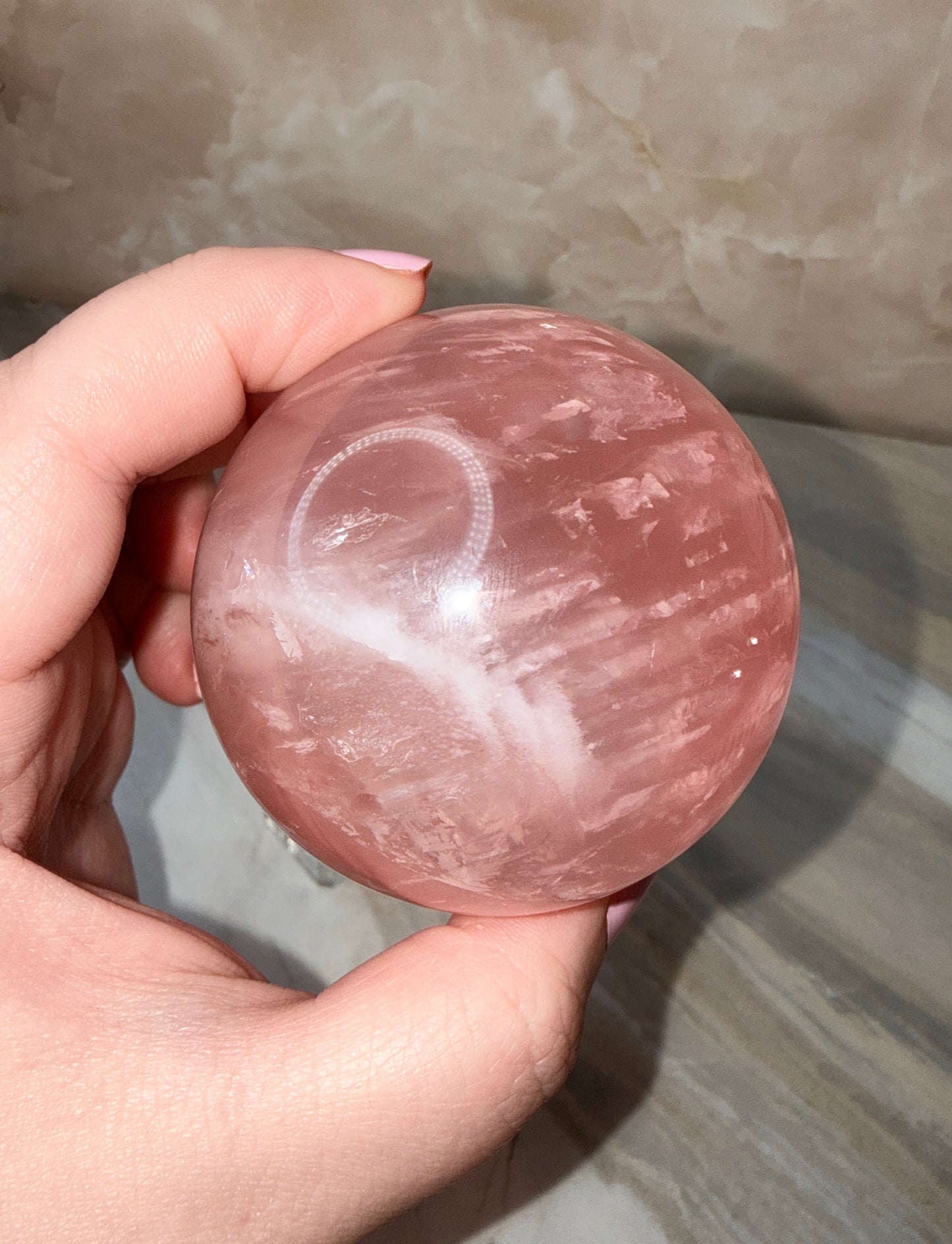 High Quality Rose Quartz Sphere 62mm