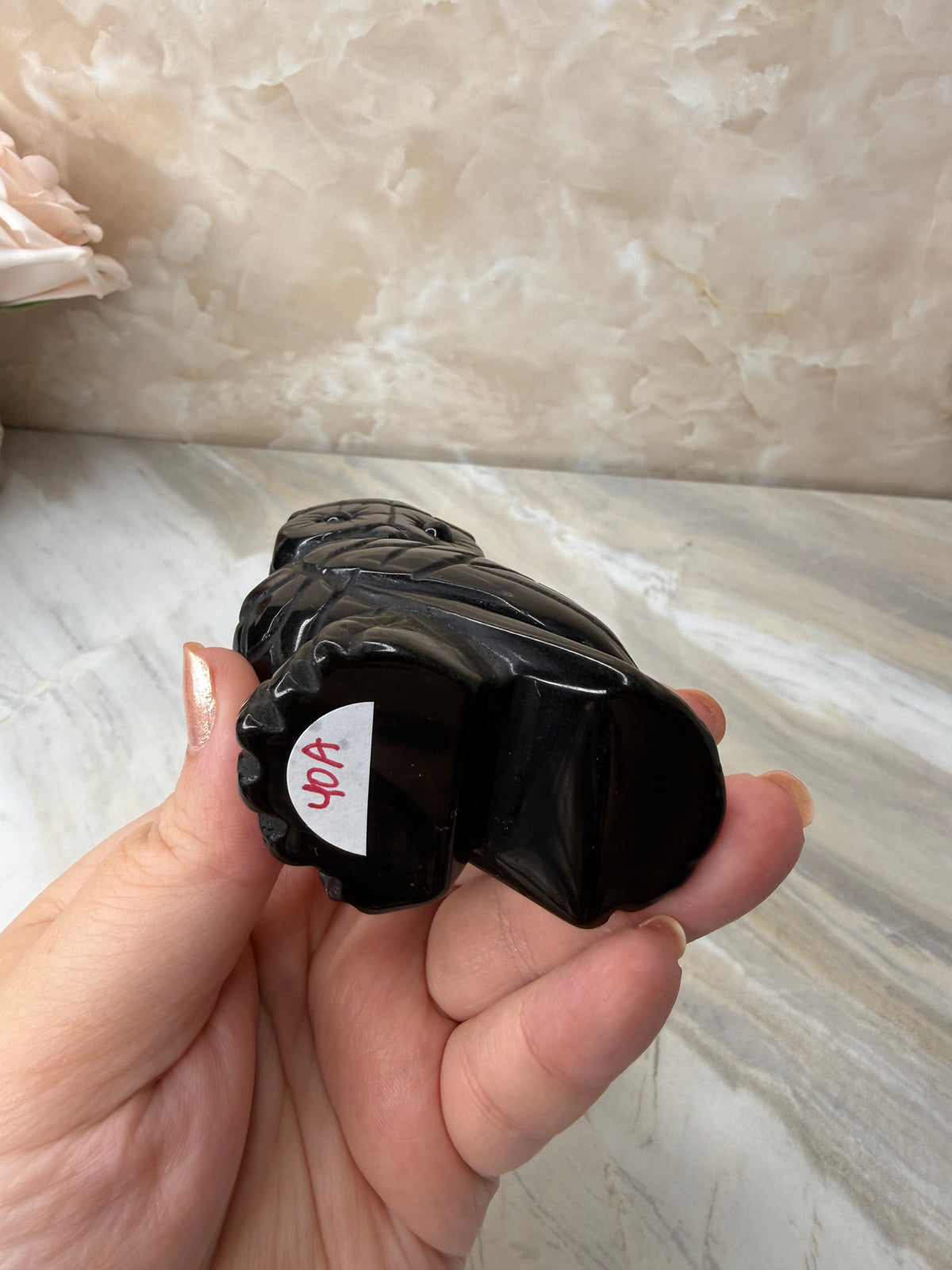 Gold Sheen Obsidian Owl Carving