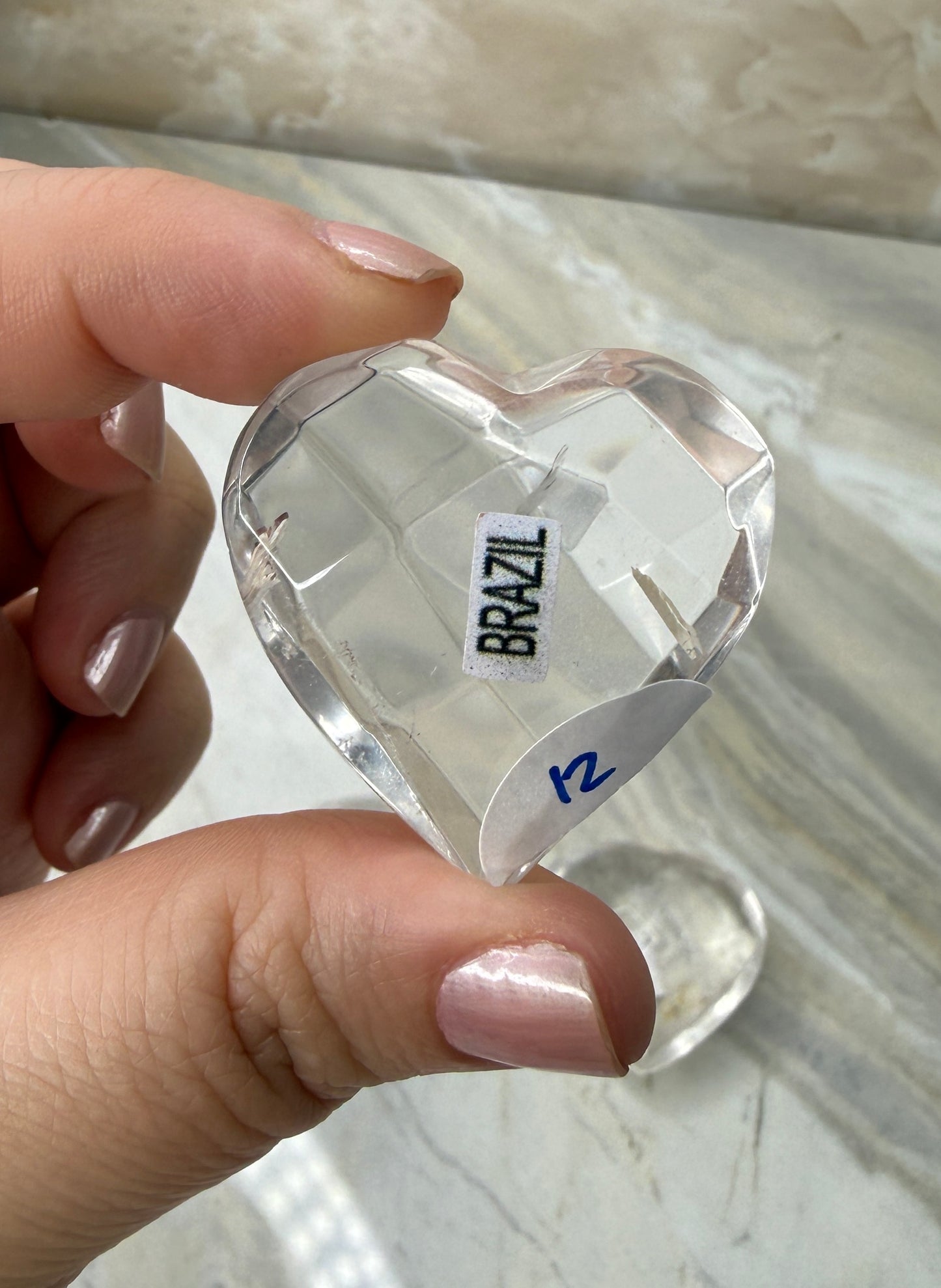 Clear Quartz Faceted Heart from Brazil