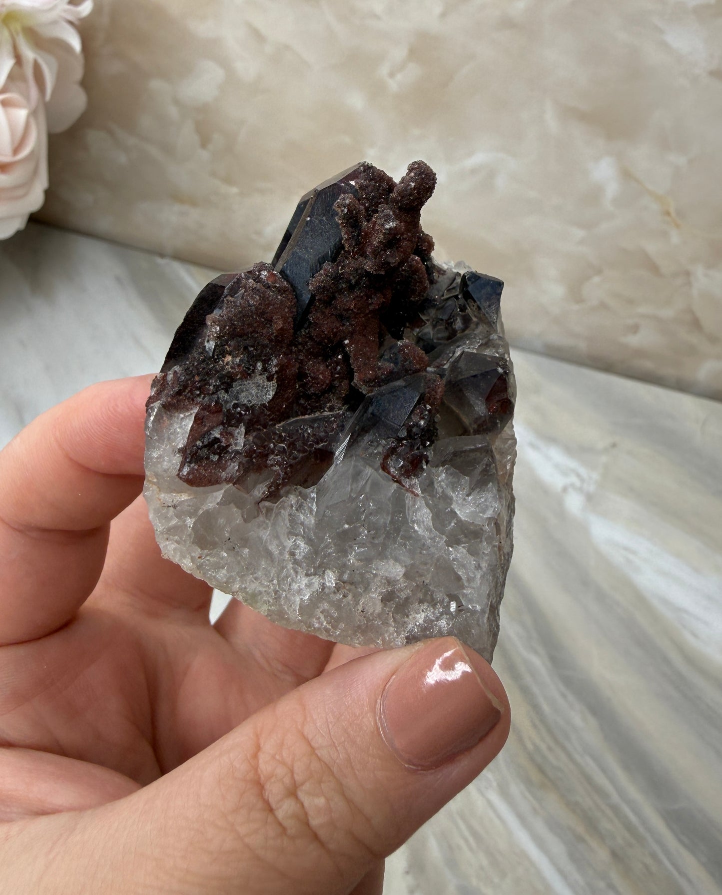Red Hematite Quartz Cluster from Morocco