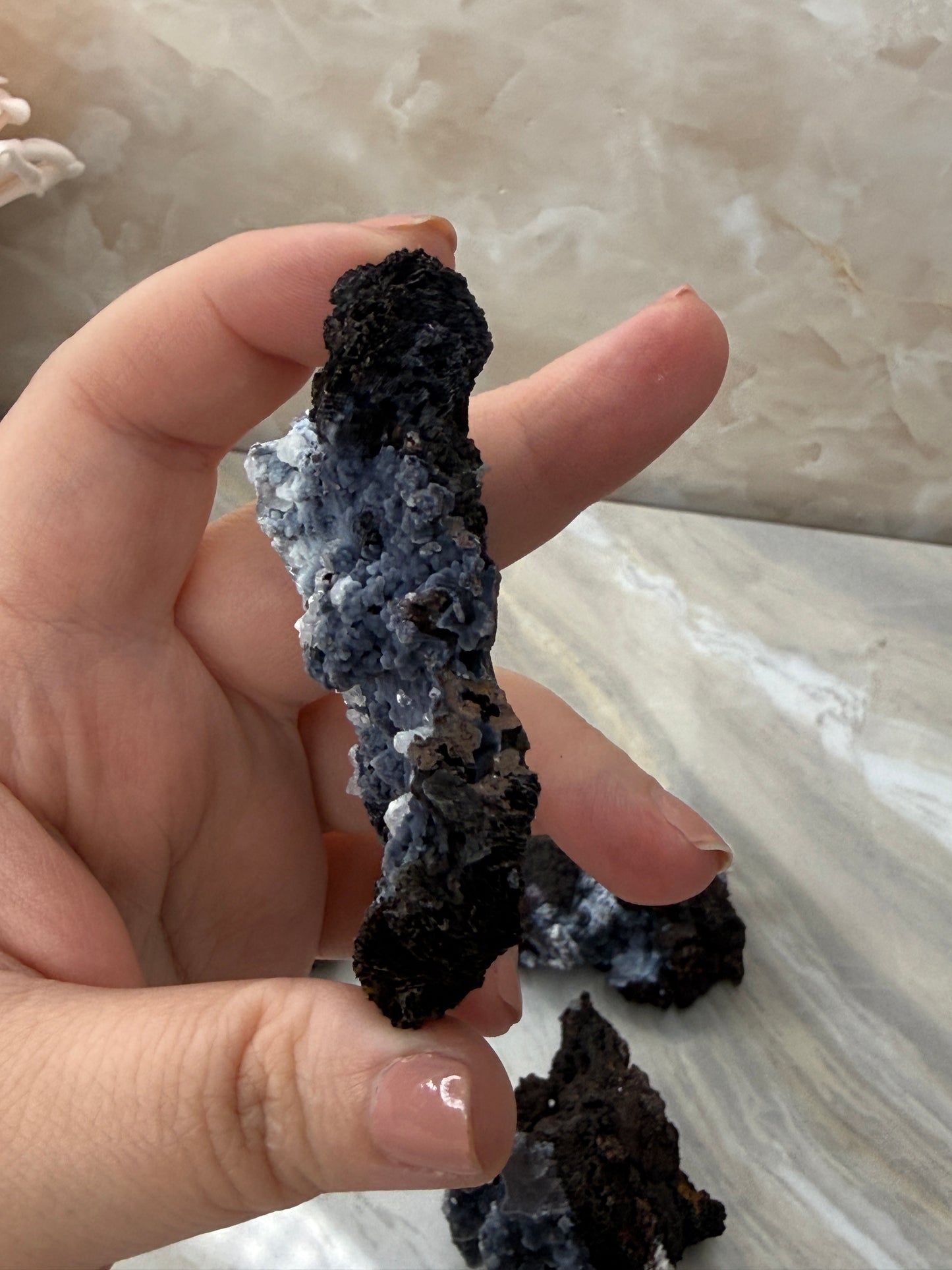 Chalcedony & Aragonite on Goethite