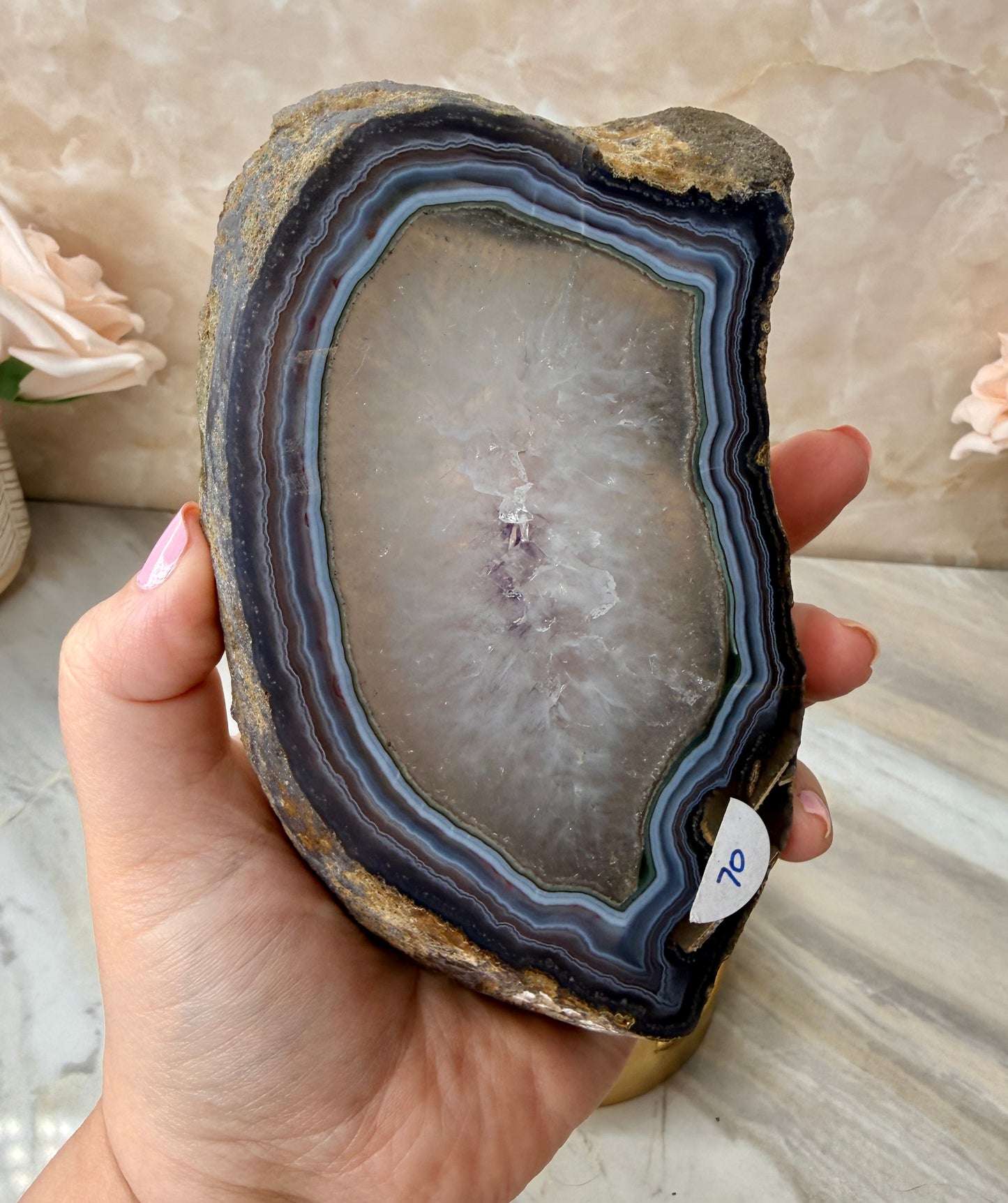 Amethyst & Agate Slab on Stand