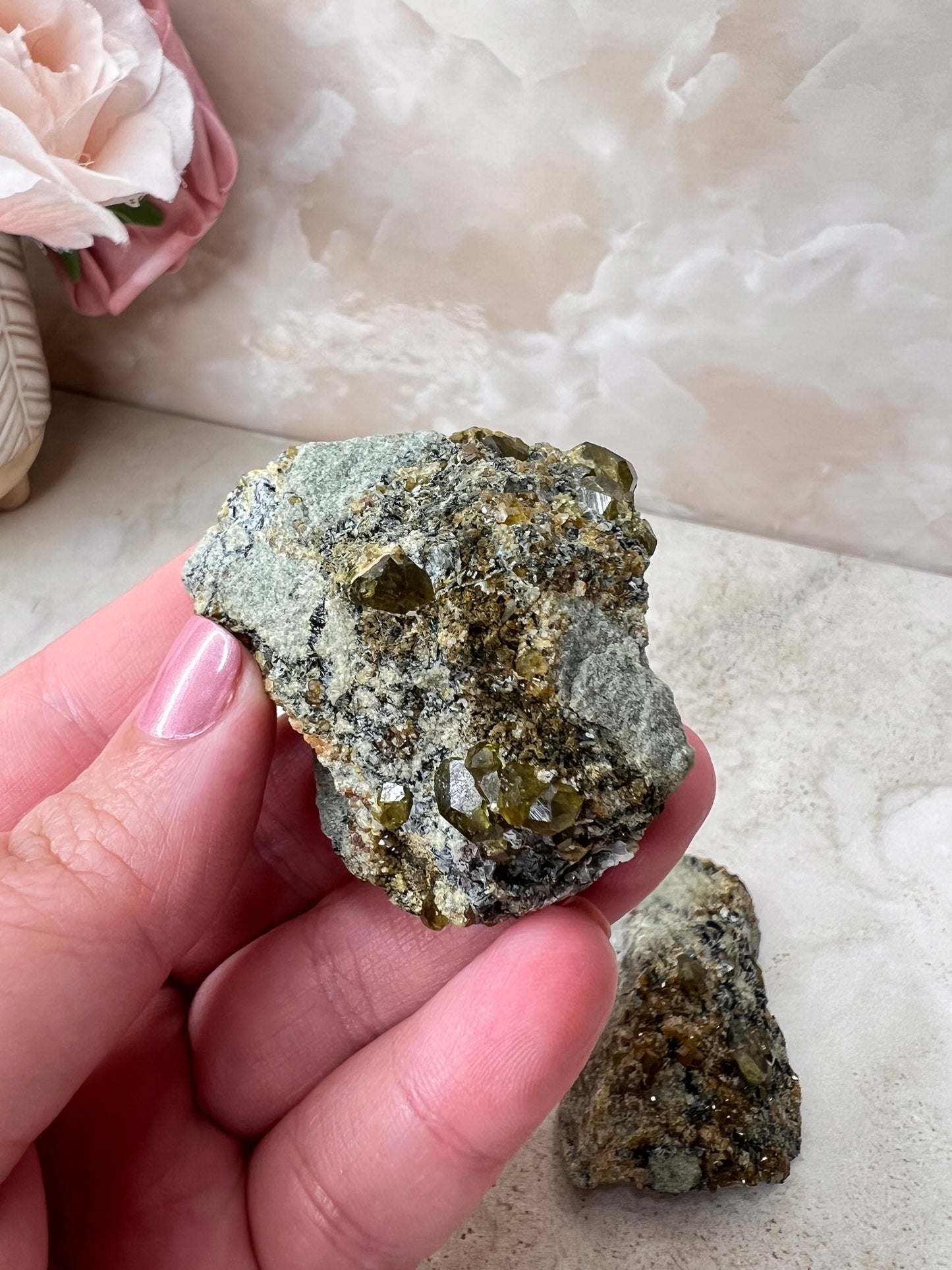 Green Garnet with Epidote from Mexico