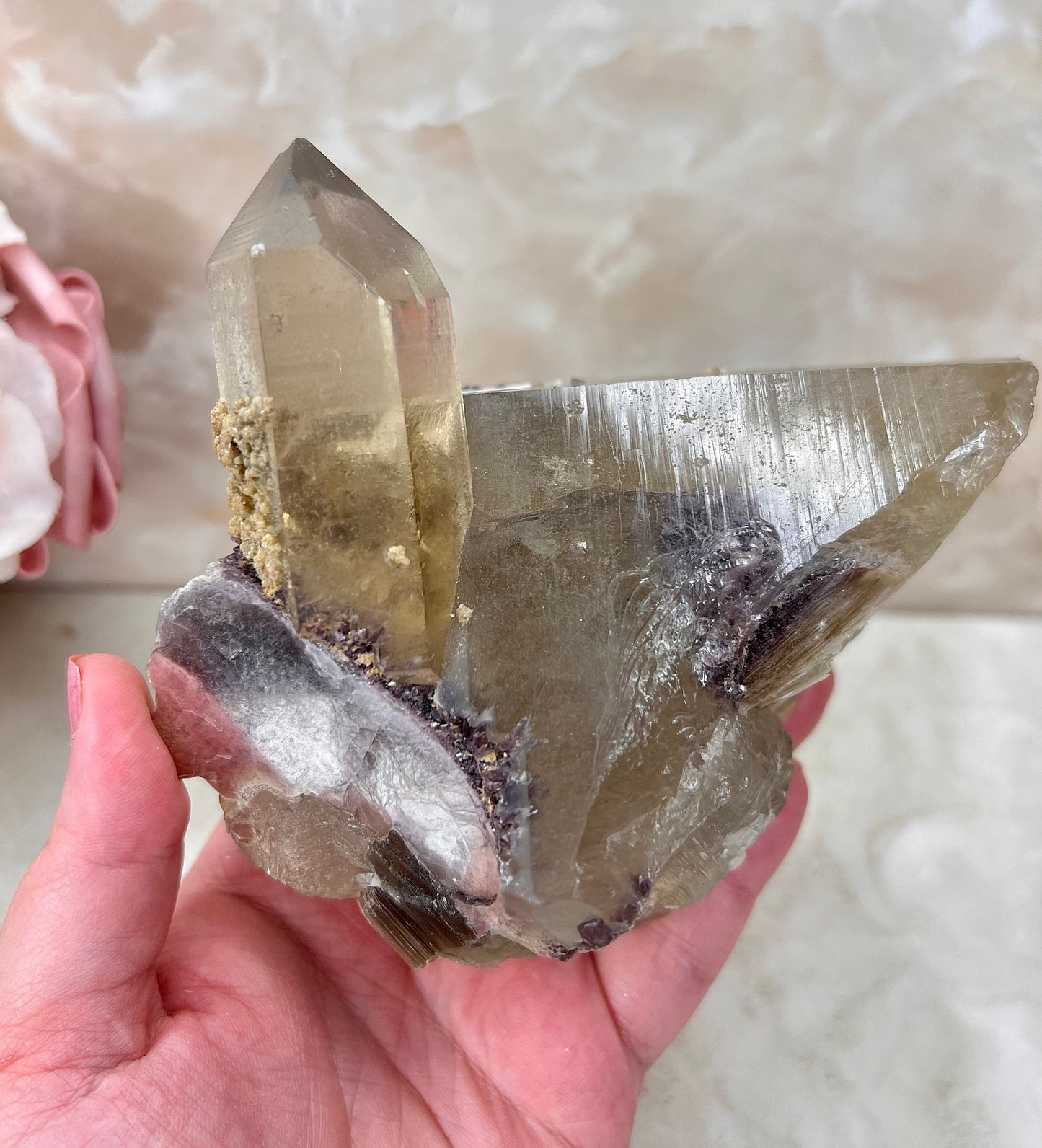 Citrine with Gem Lepidolite & Muscovite inclusions