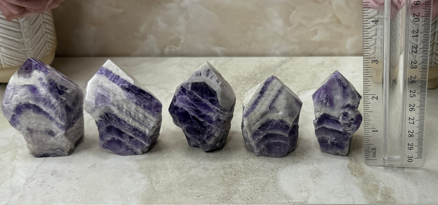Chevron Amethyst Semi-polished Tower