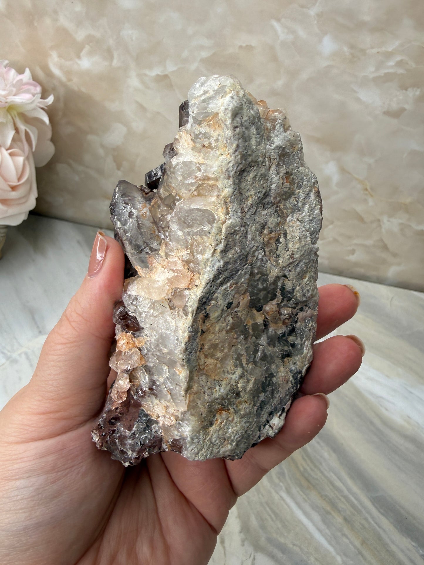 Red Hematite Quartz Cluster from Morocco