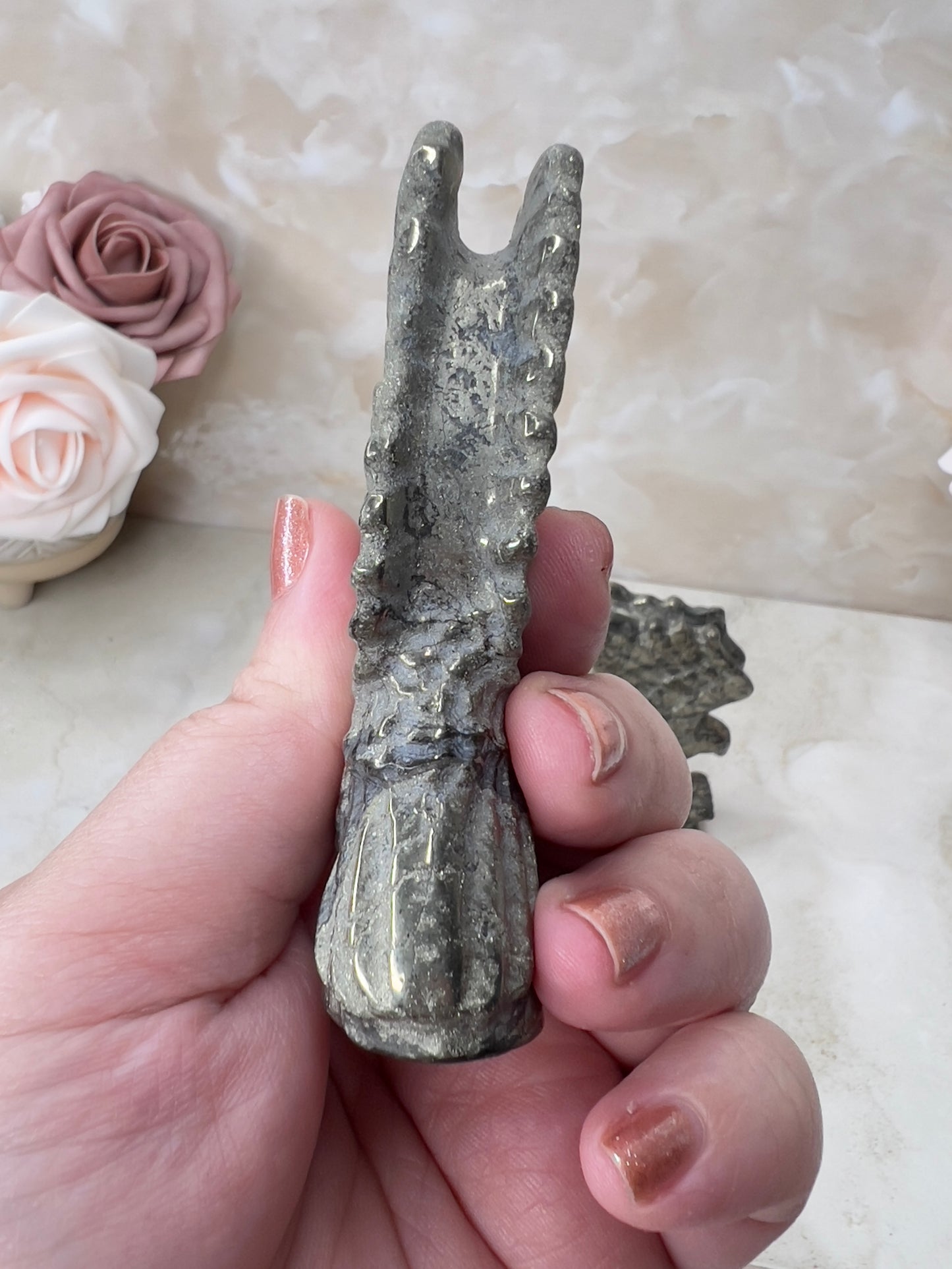 Pyrite Eagle Carving