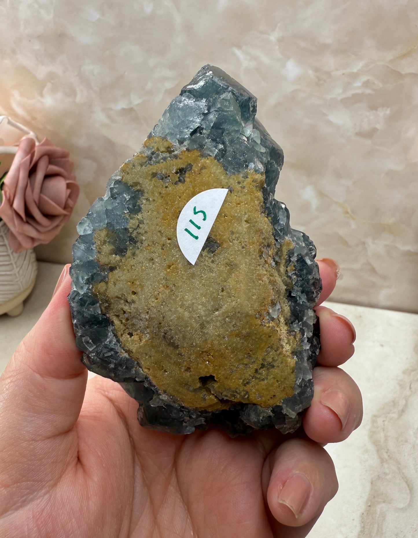 Blue & Green UV Reactive Fluorite with Pyrite - Nigeria