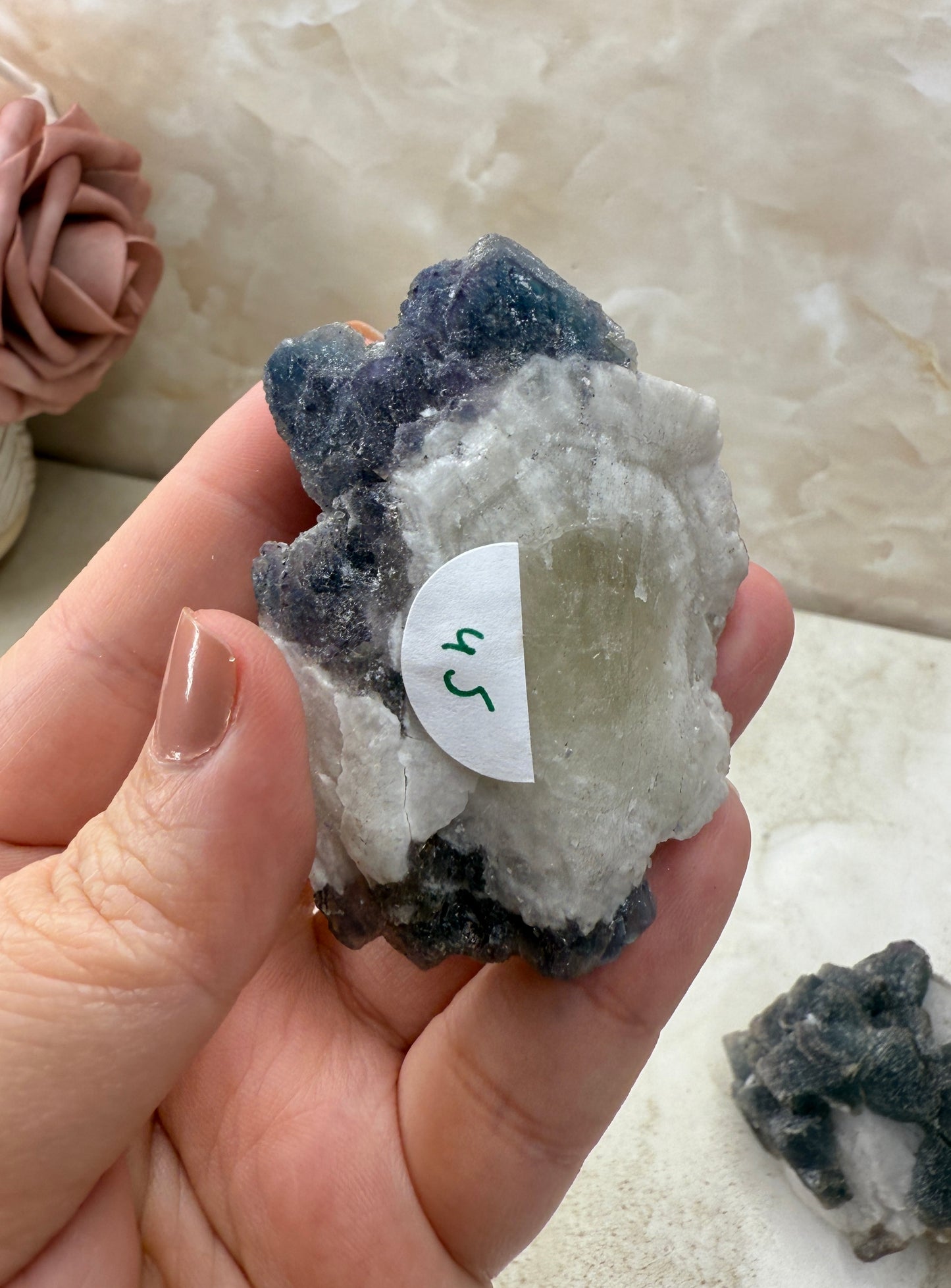 Octohedrical Fluorite on Candle Quartz