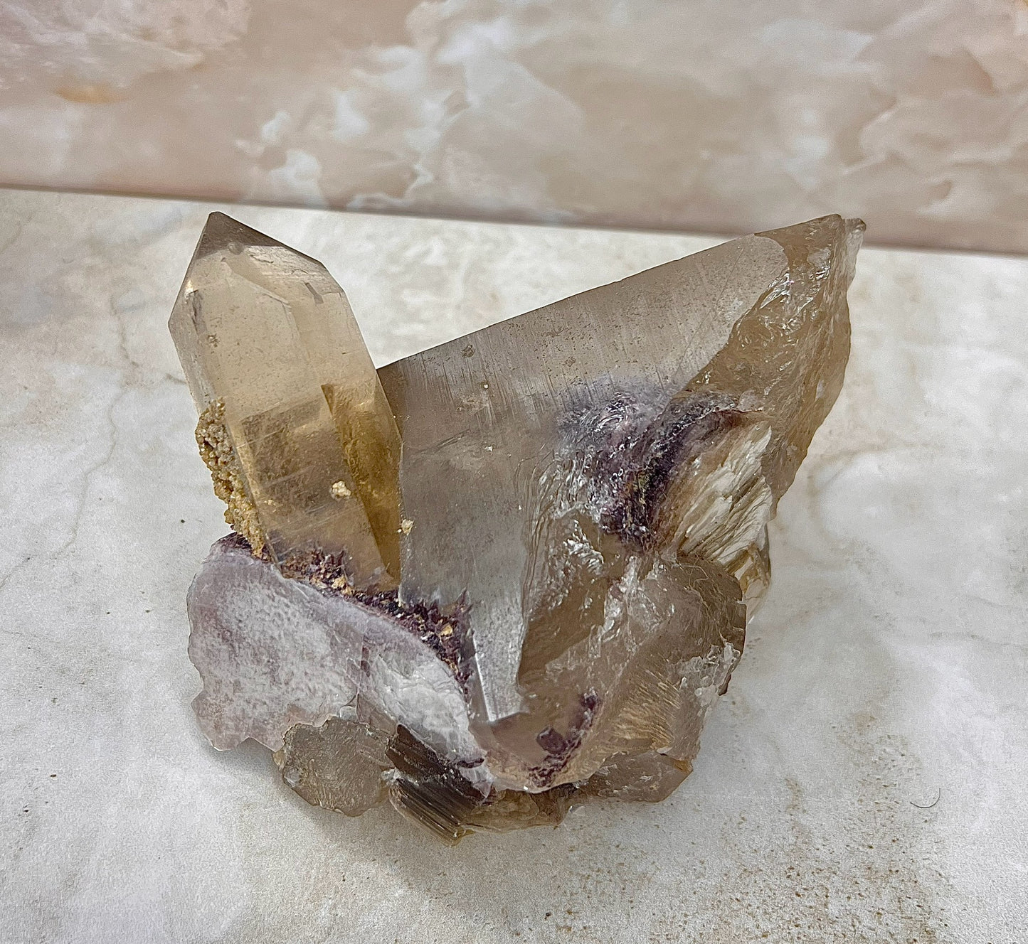 Citrine with Gem Lepidolite & Muscovite inclusions