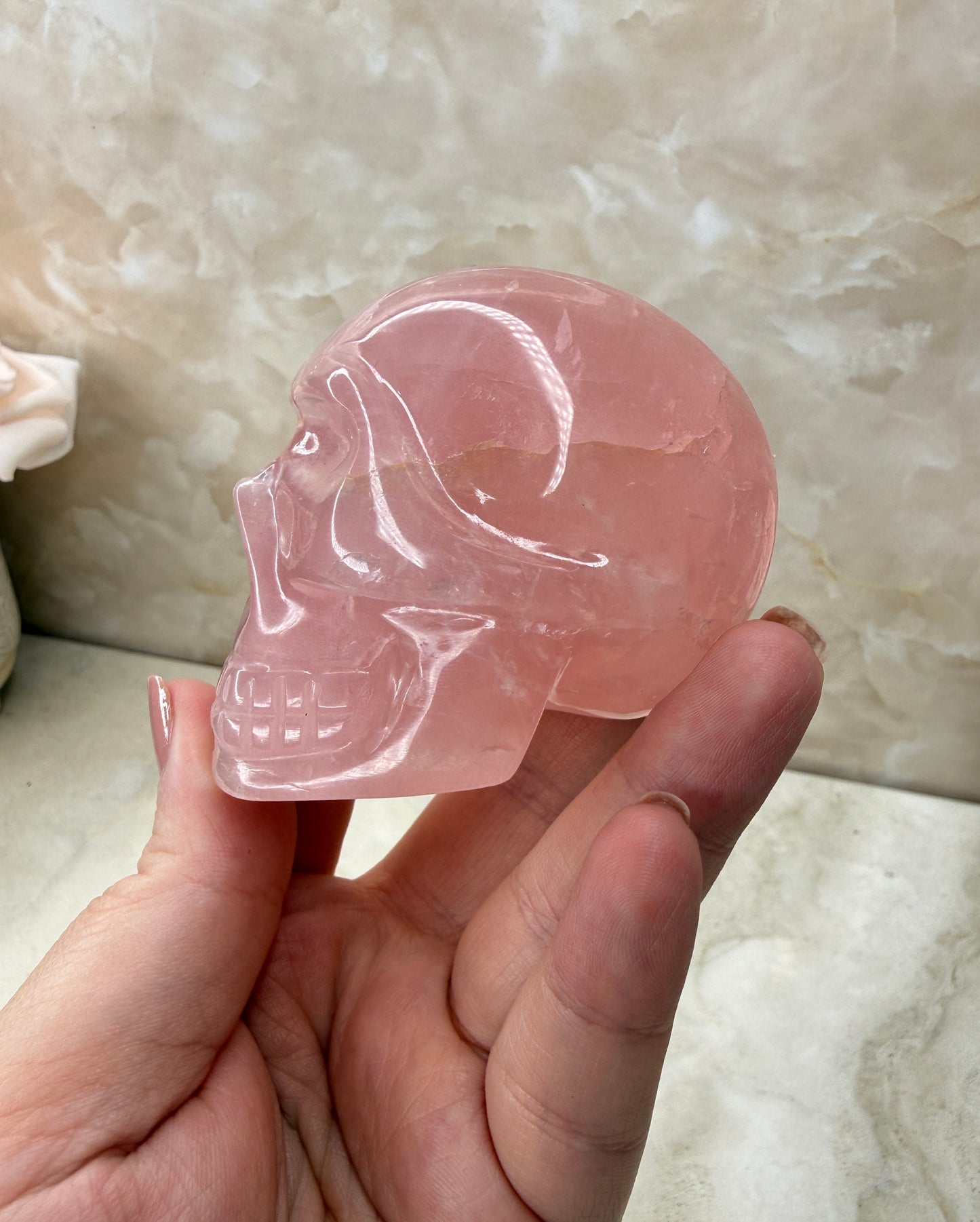 High Quality Rose Quartz Skull