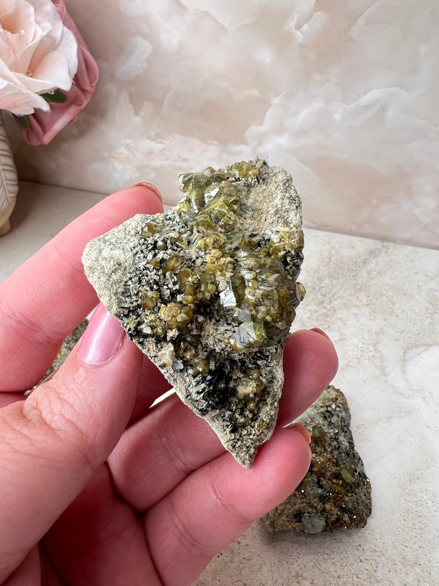 Green Garnet with Epidote from Mexico