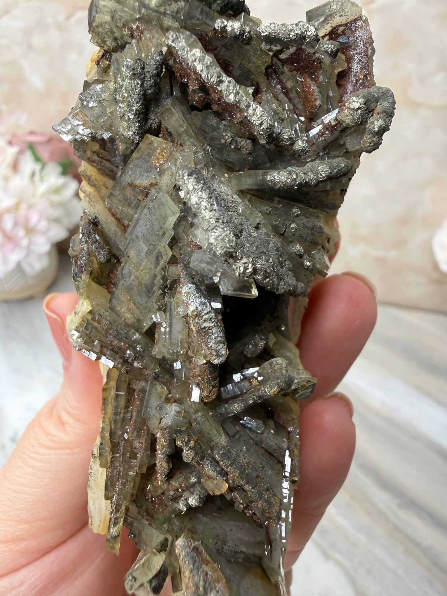 Barite with Pyrite Cluster from Morocco
