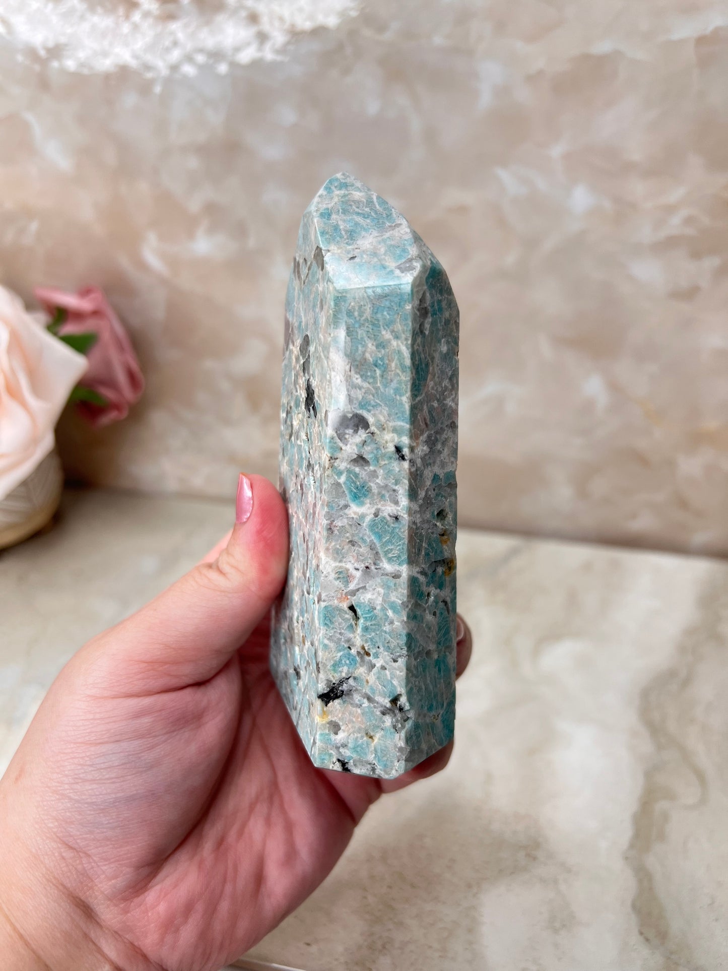 Amazonite & Smokey Quartz Tower