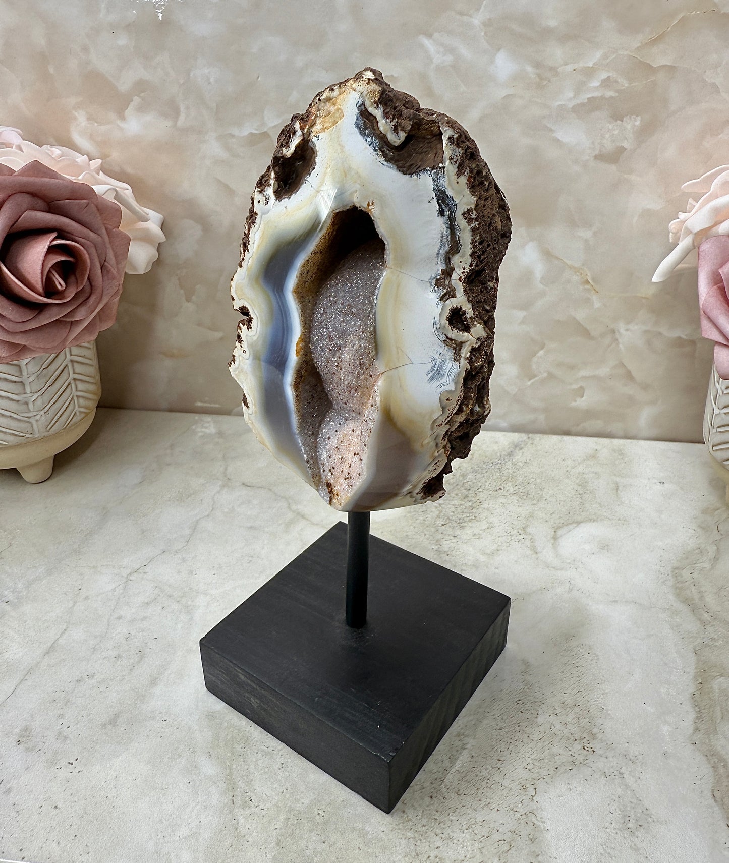 Druzy Agate on Stand