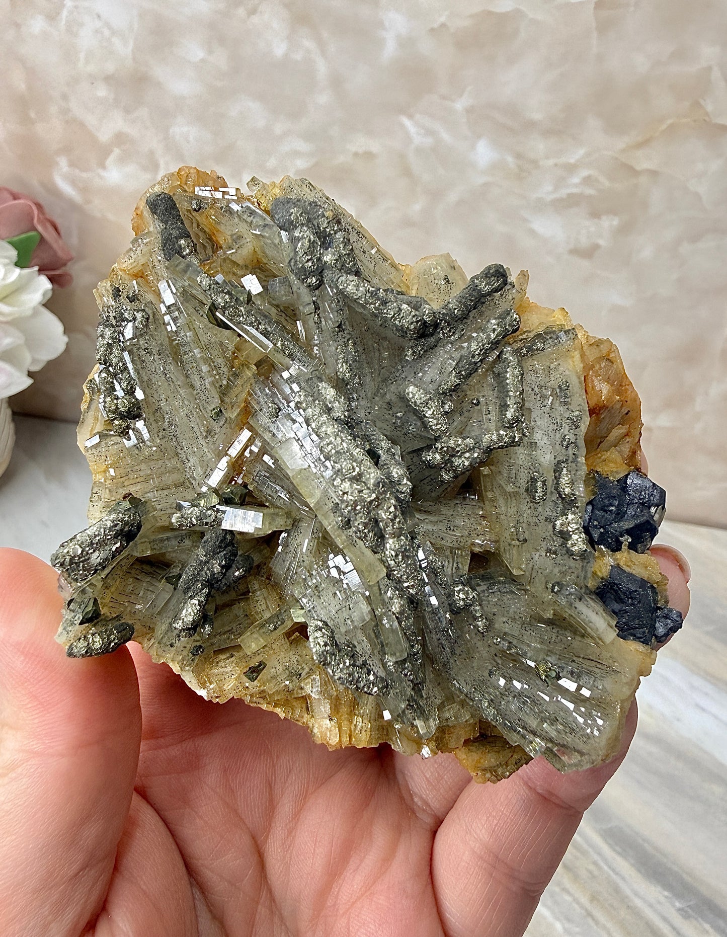 Barite with Pyrite Cluster from Morocco