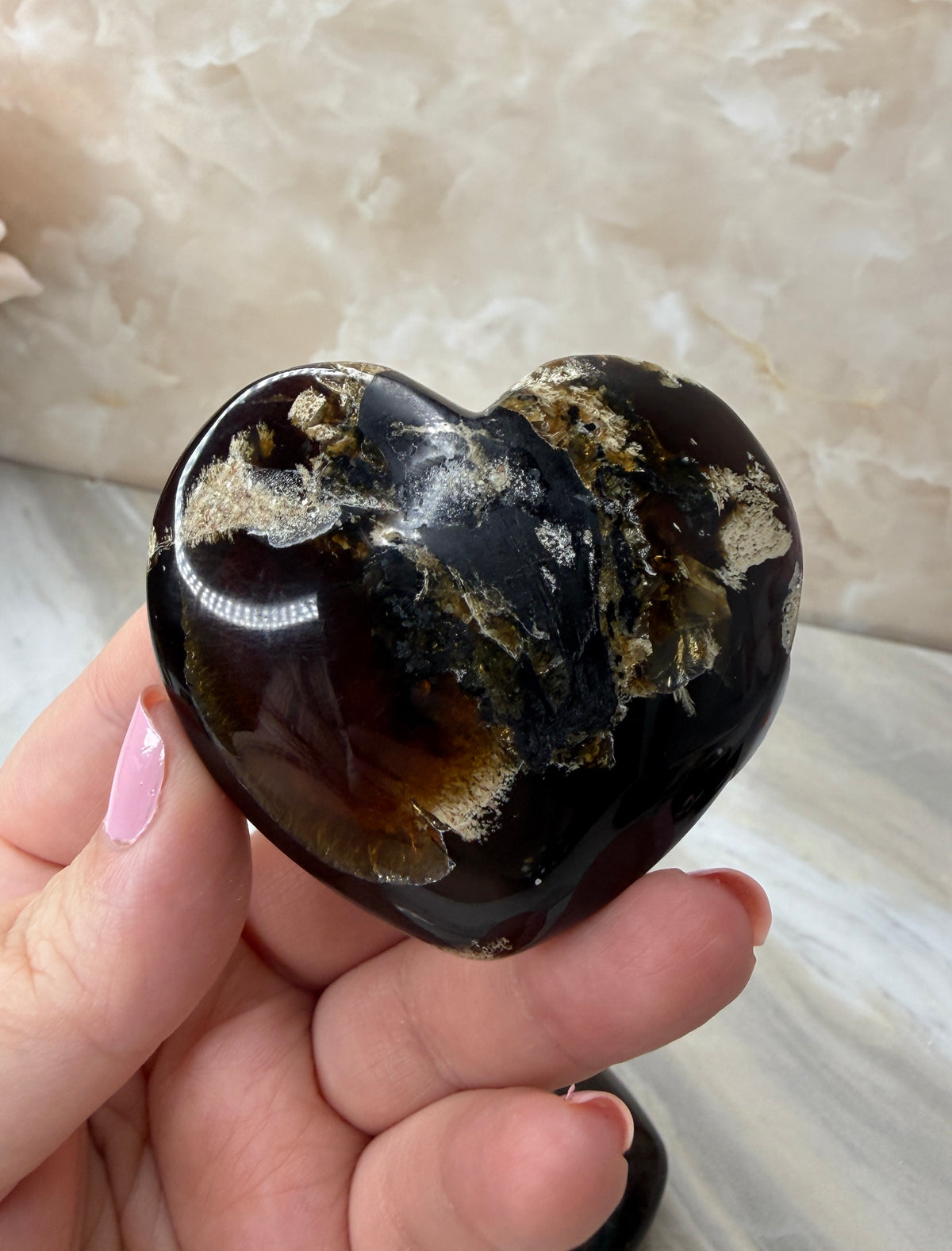 UV Reactive Indonesian Blue Amber Heart