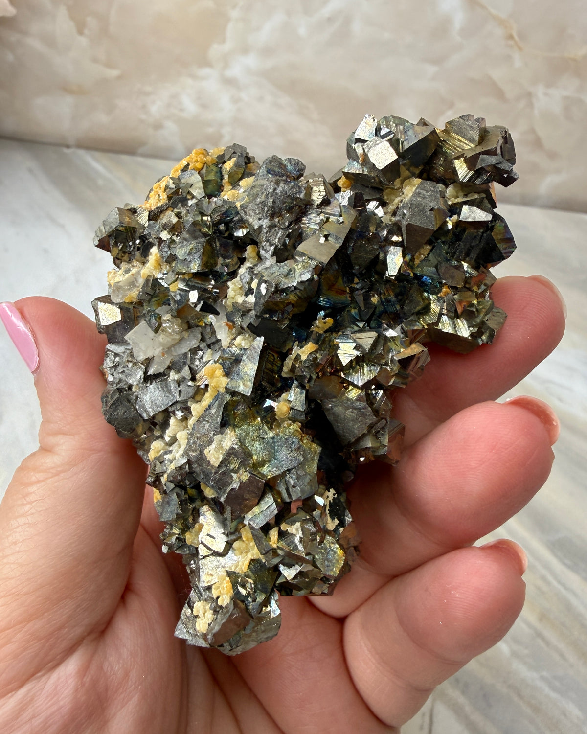 Iridescent Pyrite Cluster