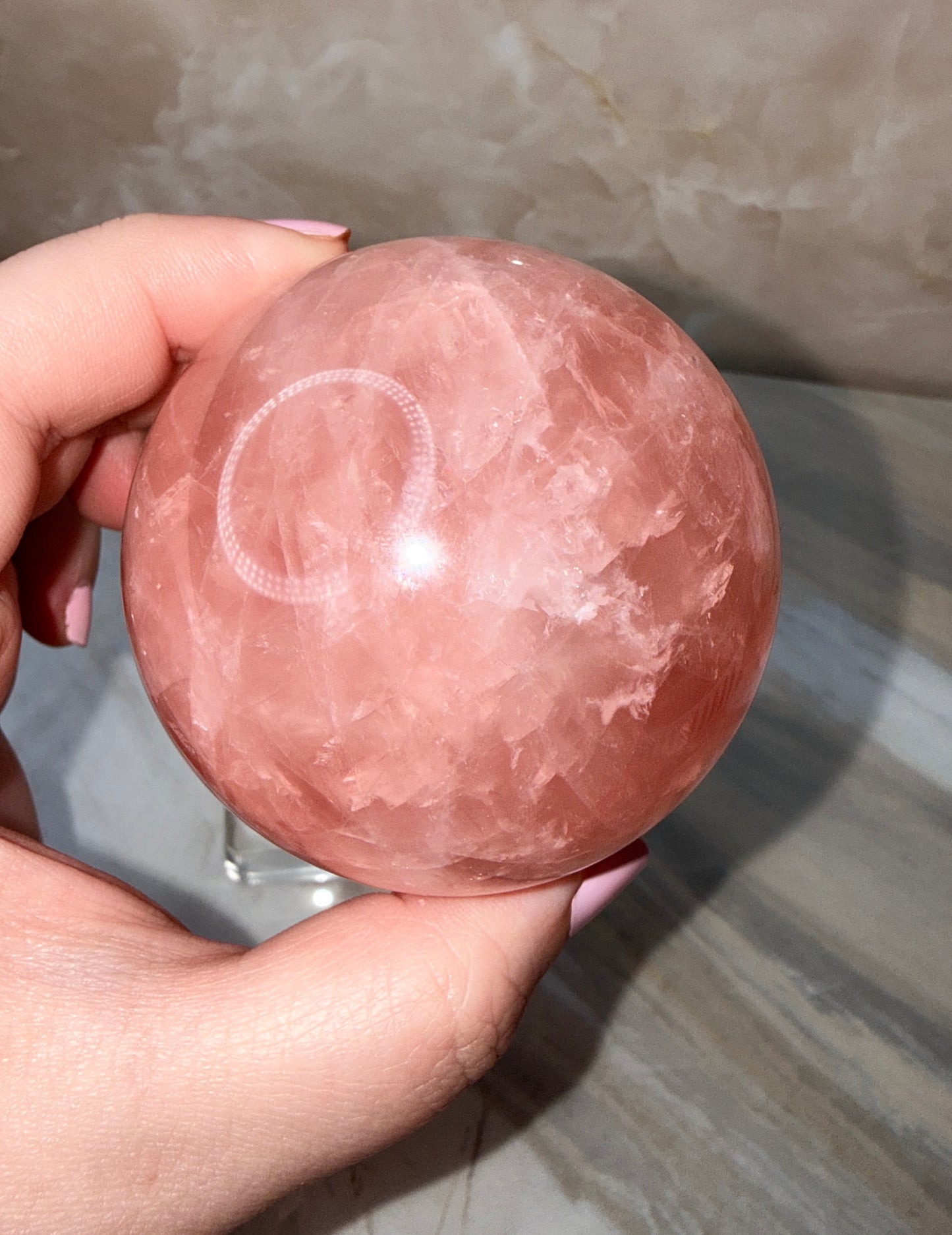 High Quality Star Rose Quartz Sphere 64mm