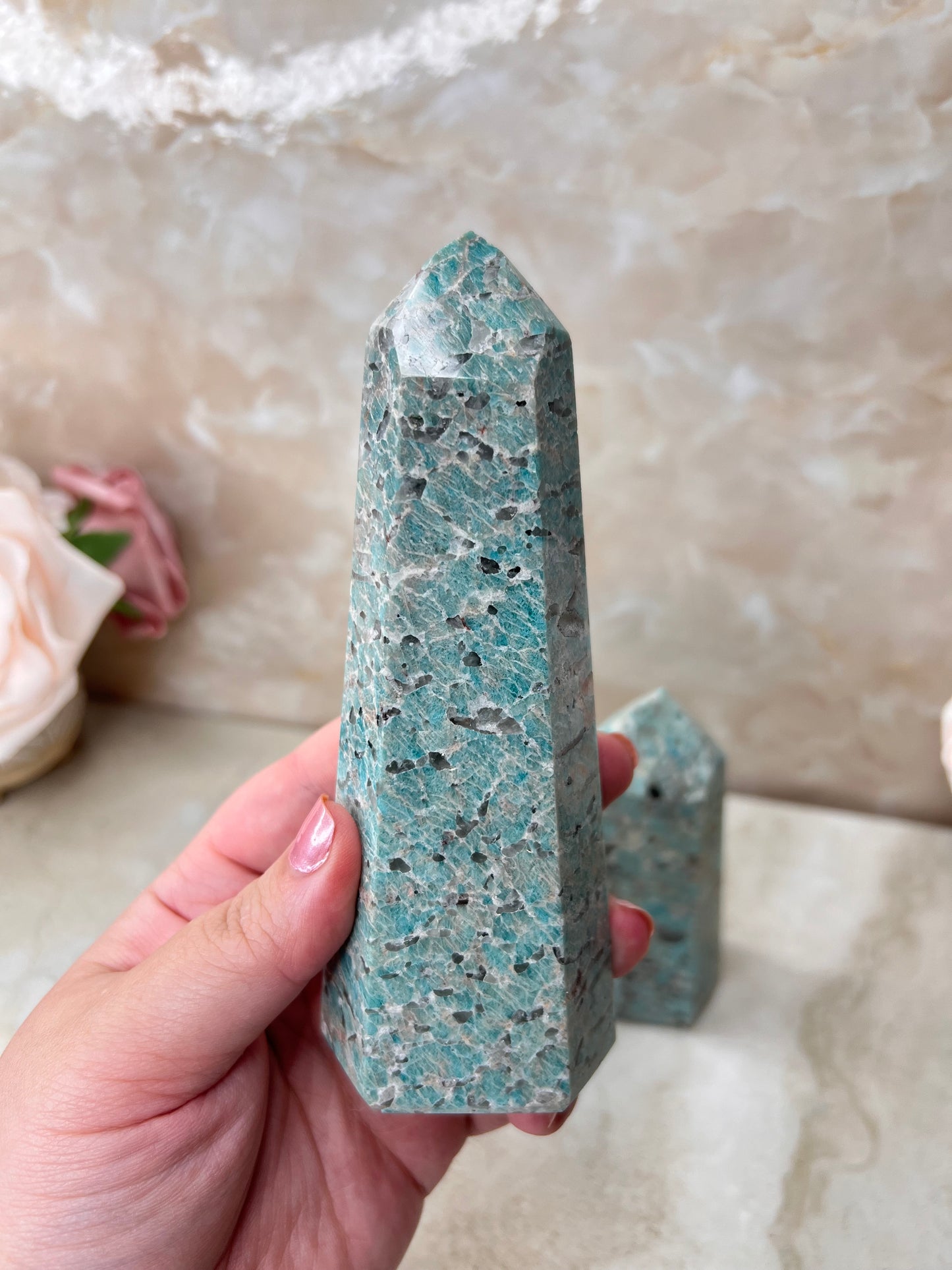 Amazonite & Smokey Quartz Tower