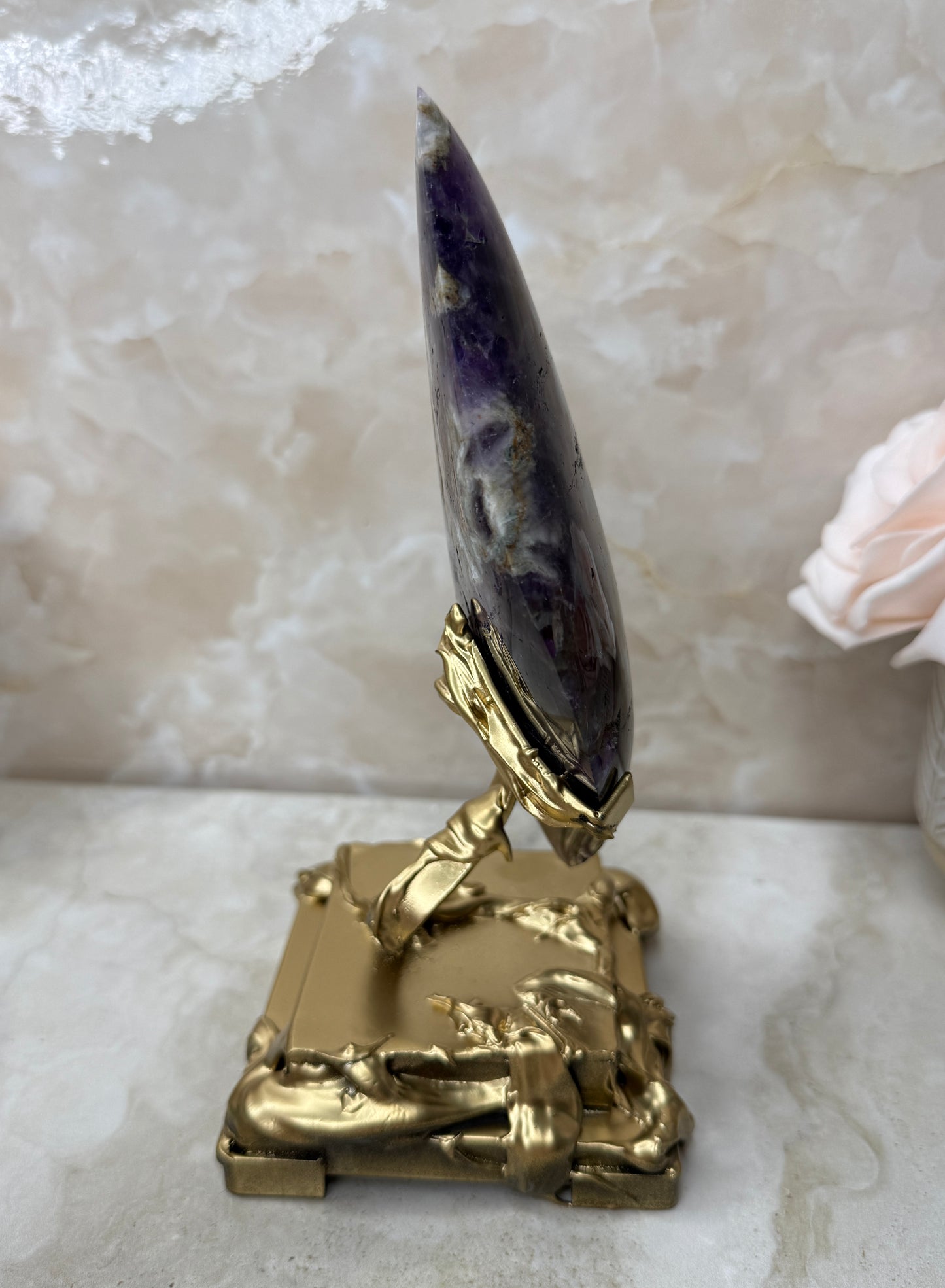 Amethyst Flame on Gold Stand