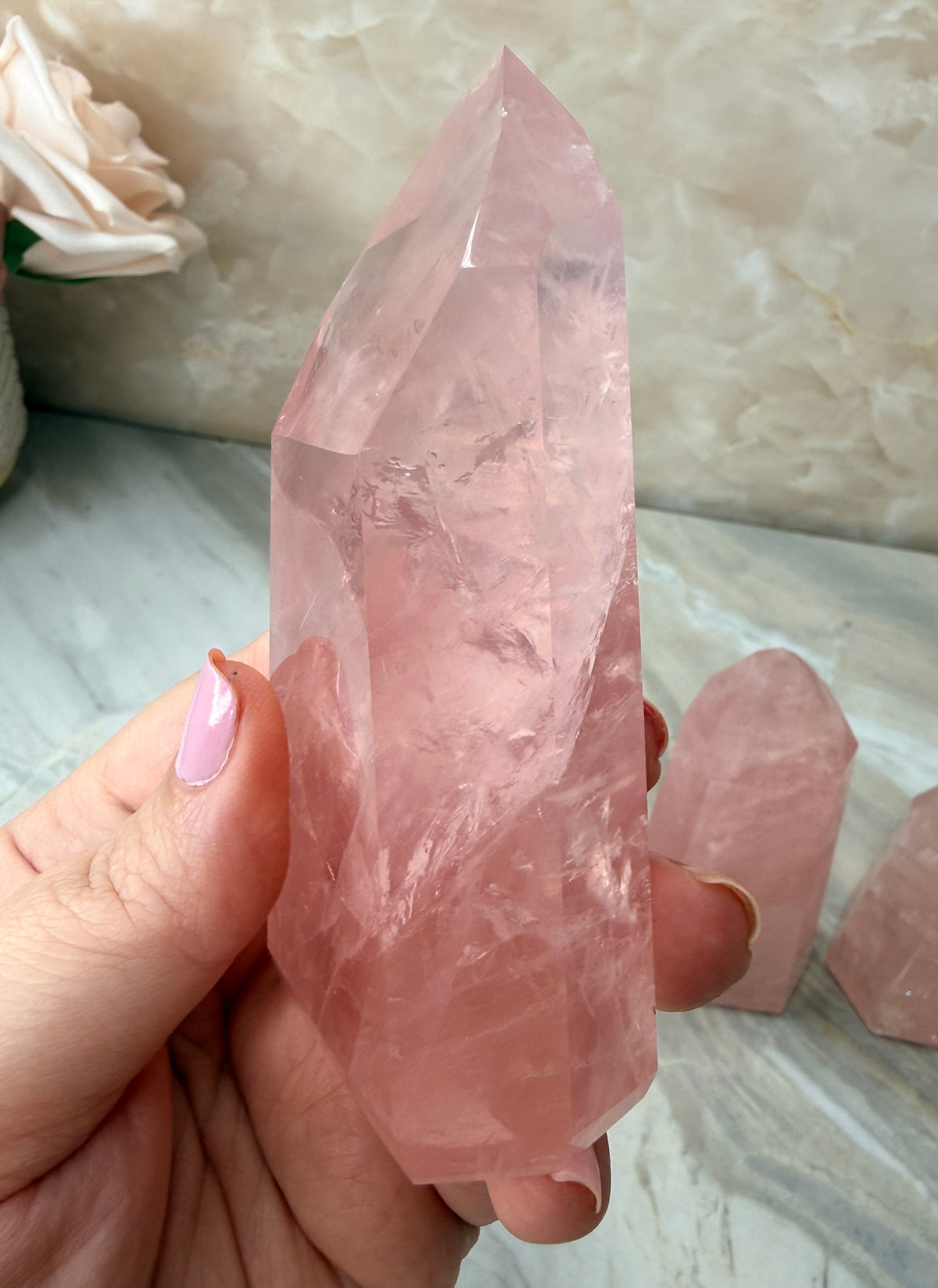 High Quality Rose Quartz Tower