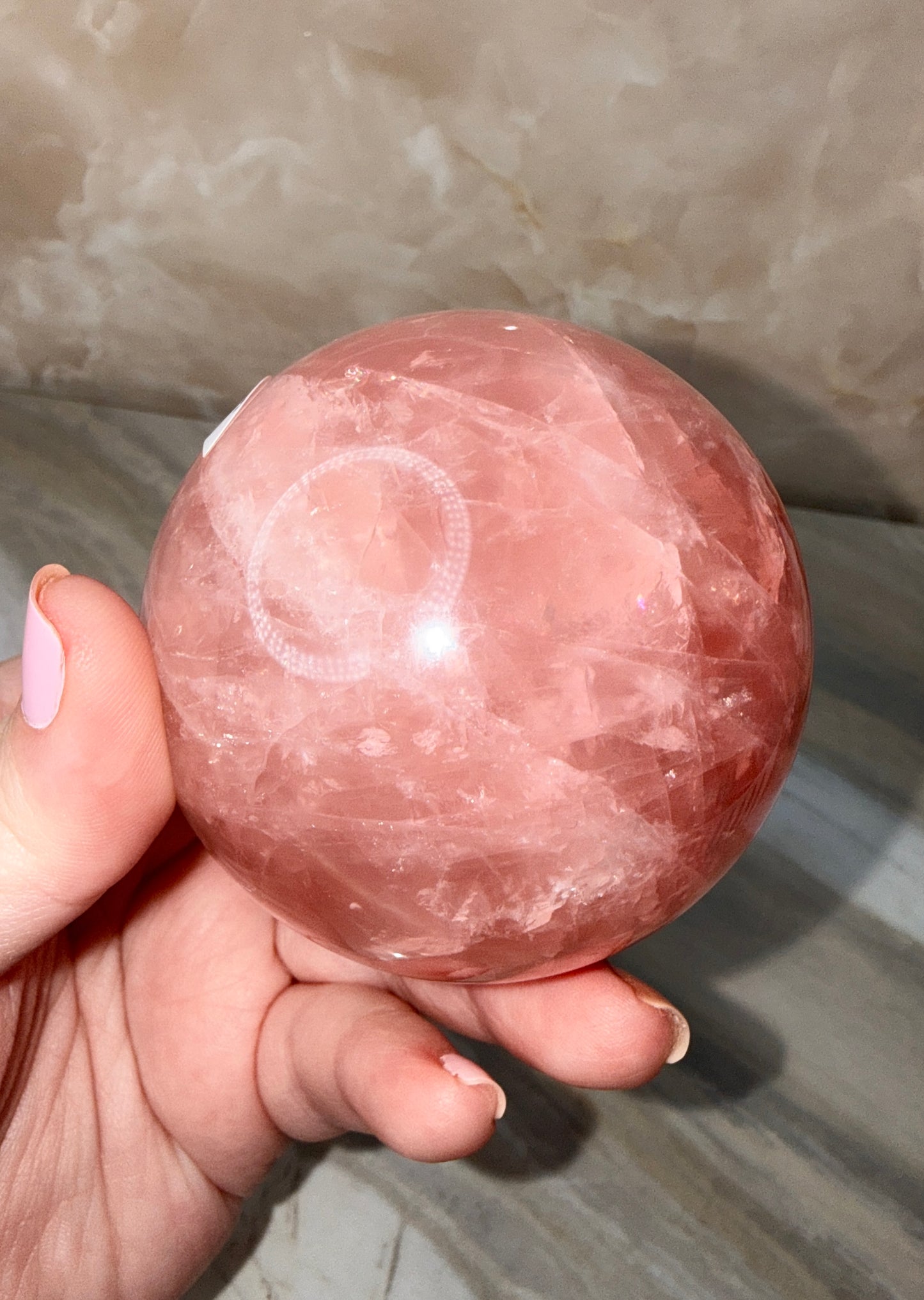 High Quality Star Rose Quartz Sphere 64mm