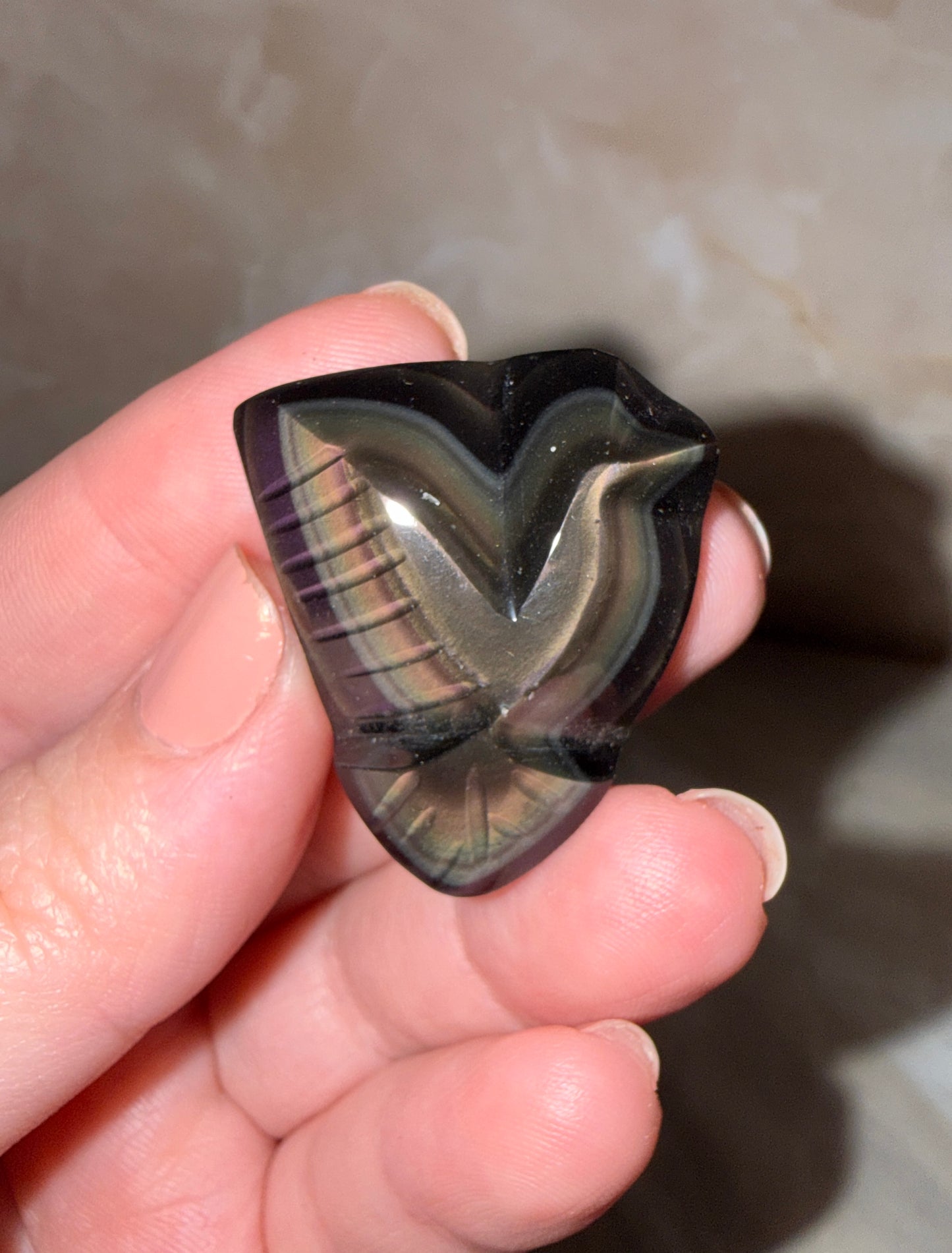 Mini Rainbow Obsidian Bird