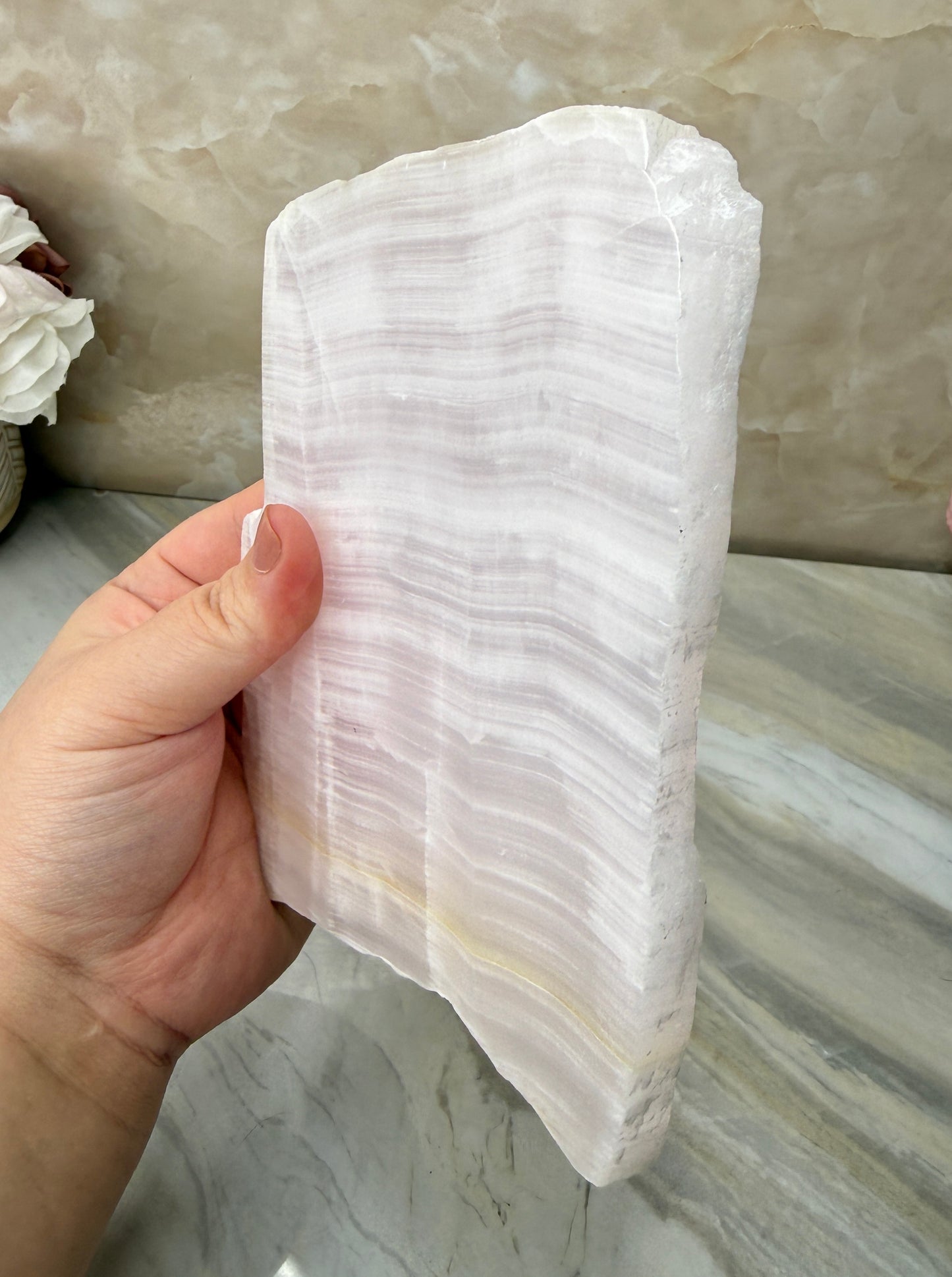 UV Reactive Pink Mangano Calcite Slab