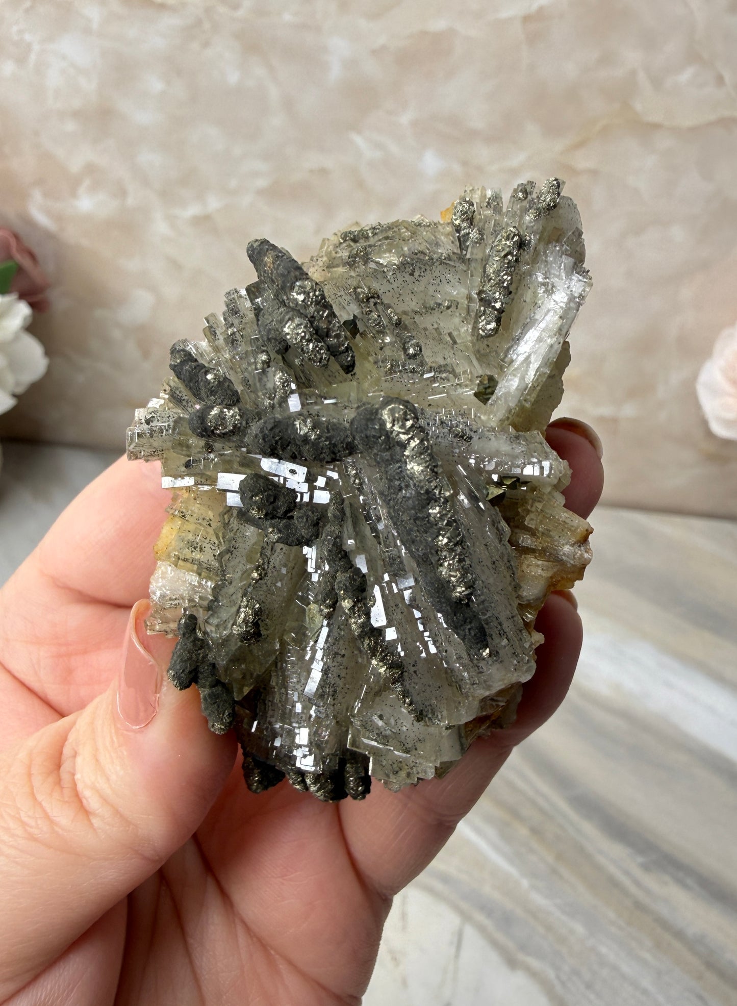 Barite with Pyrite Cluster from Morocco