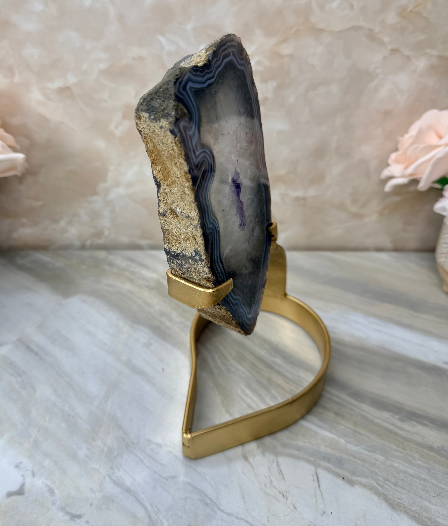 Amethyst & Agate Slab on Stand