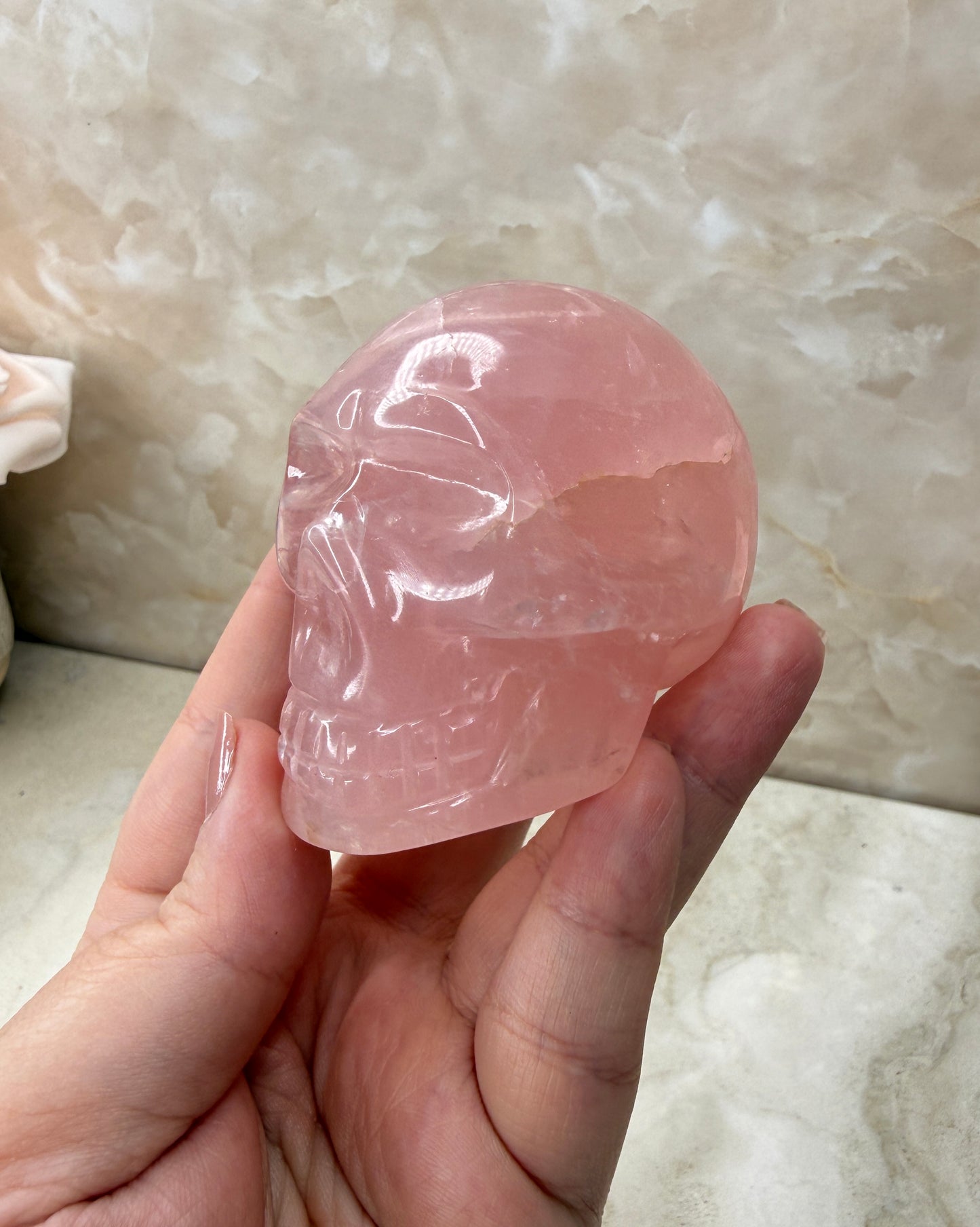 High Quality Rose Quartz Skull