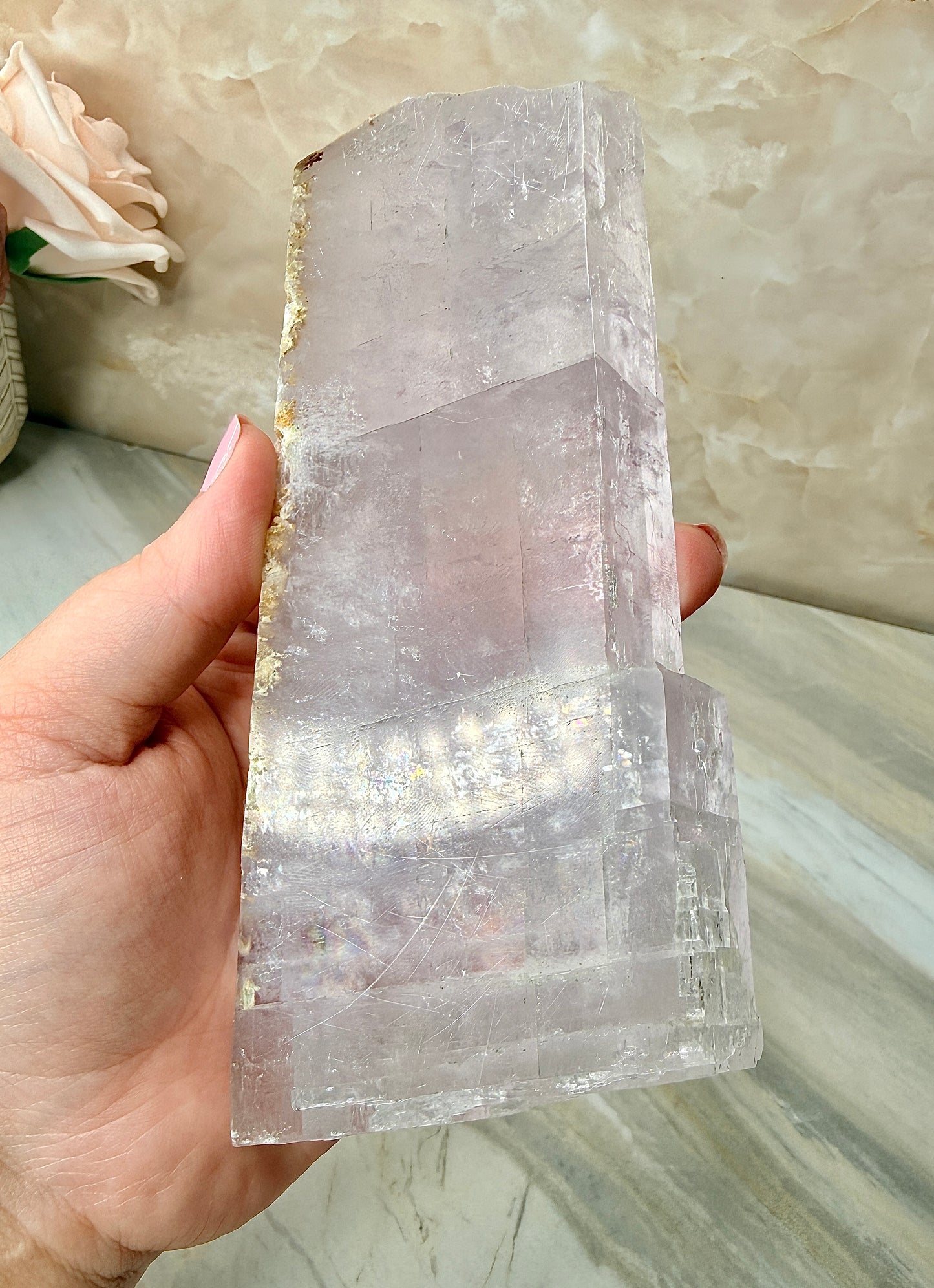 Half Polished Purple Calcite from Madagascar