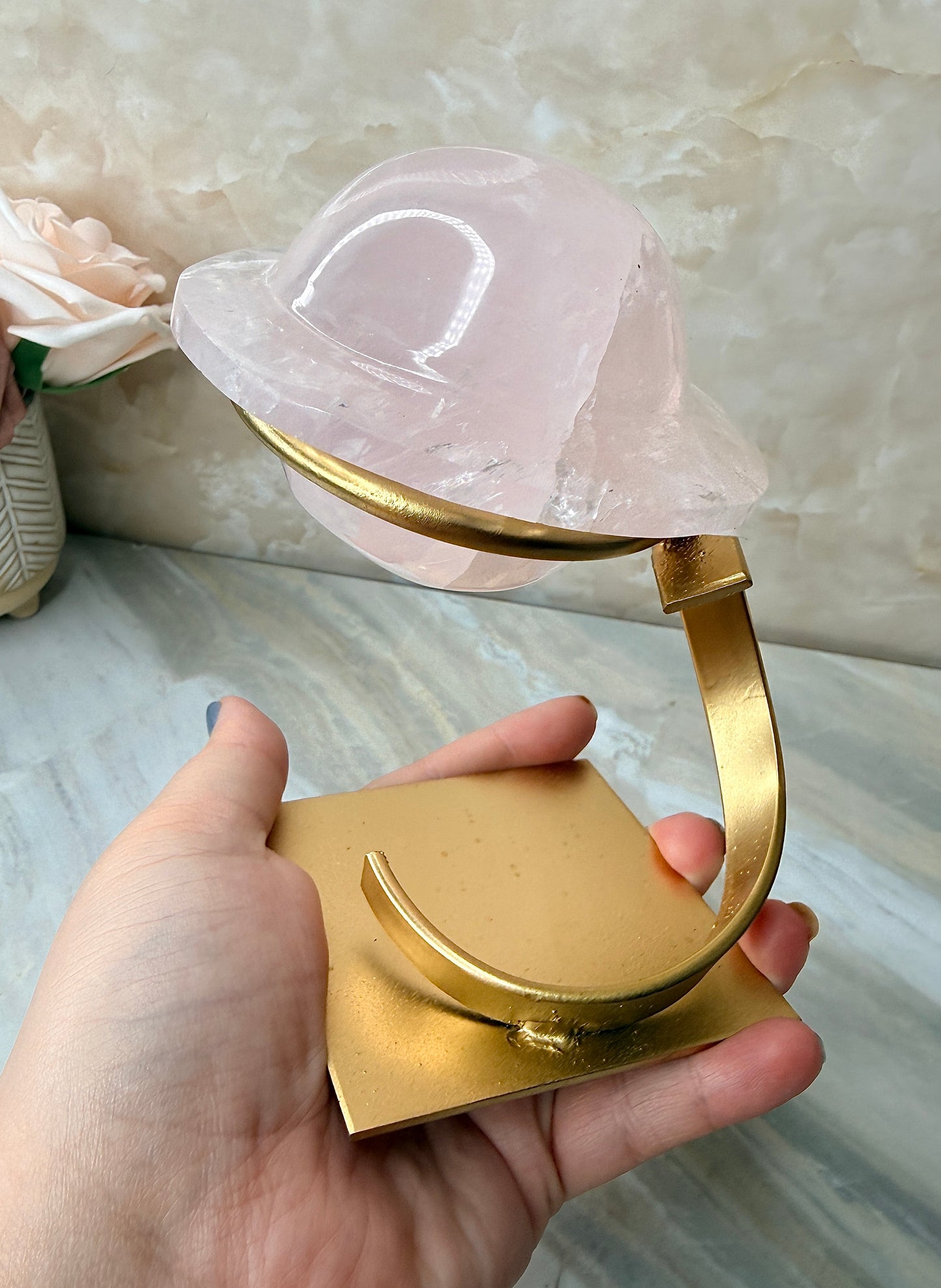 Custom Rose Quartz Planet from Brazil
