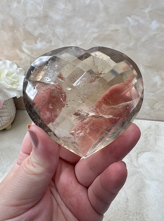 Faceted Smokey Quartz Heart from Brazil