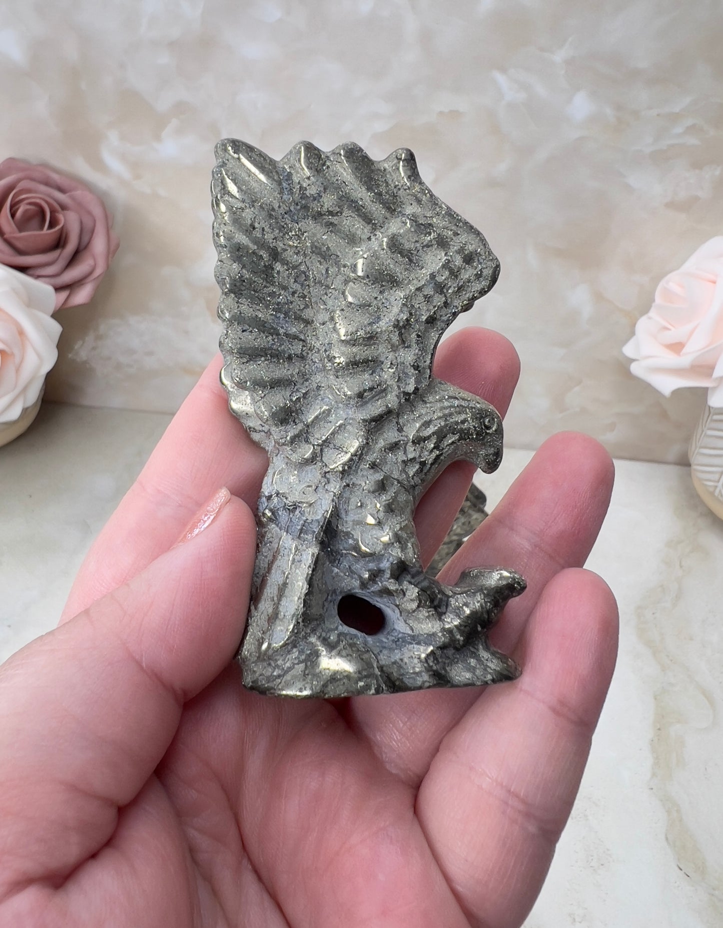 Pyrite Eagle Carving