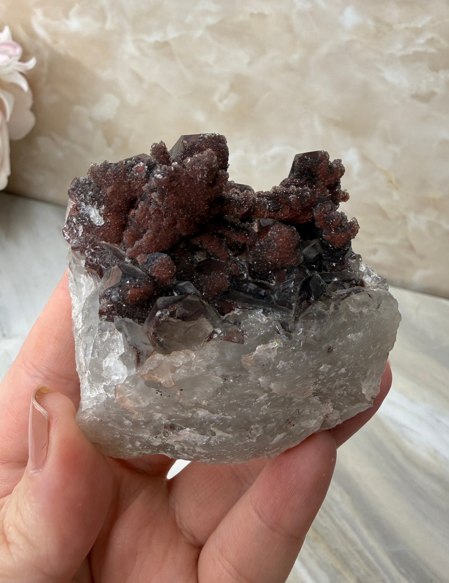 Red Hematite Quartz Cluster from Morocco