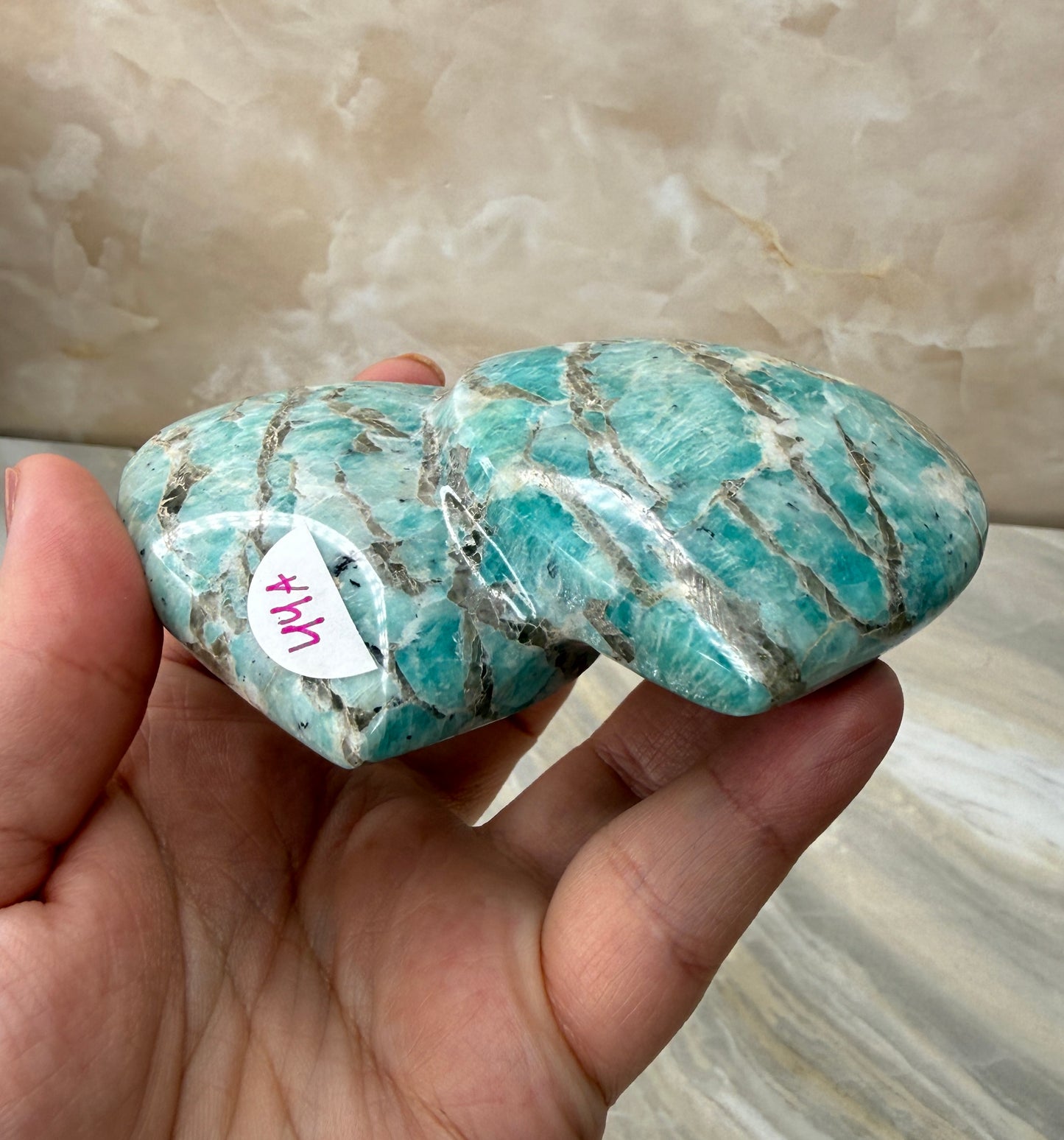 Amazonite Puffy Double Heart from Madagascar
