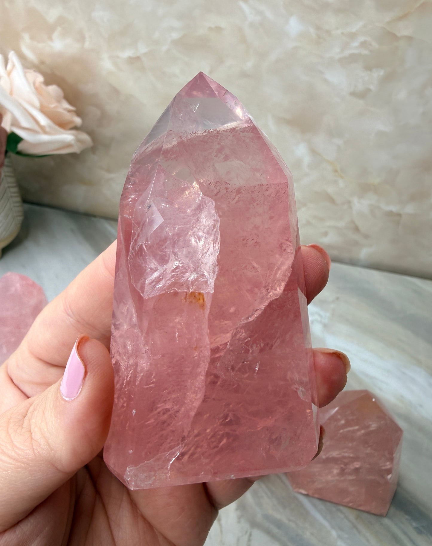 High Quality Rose Quartz Tower