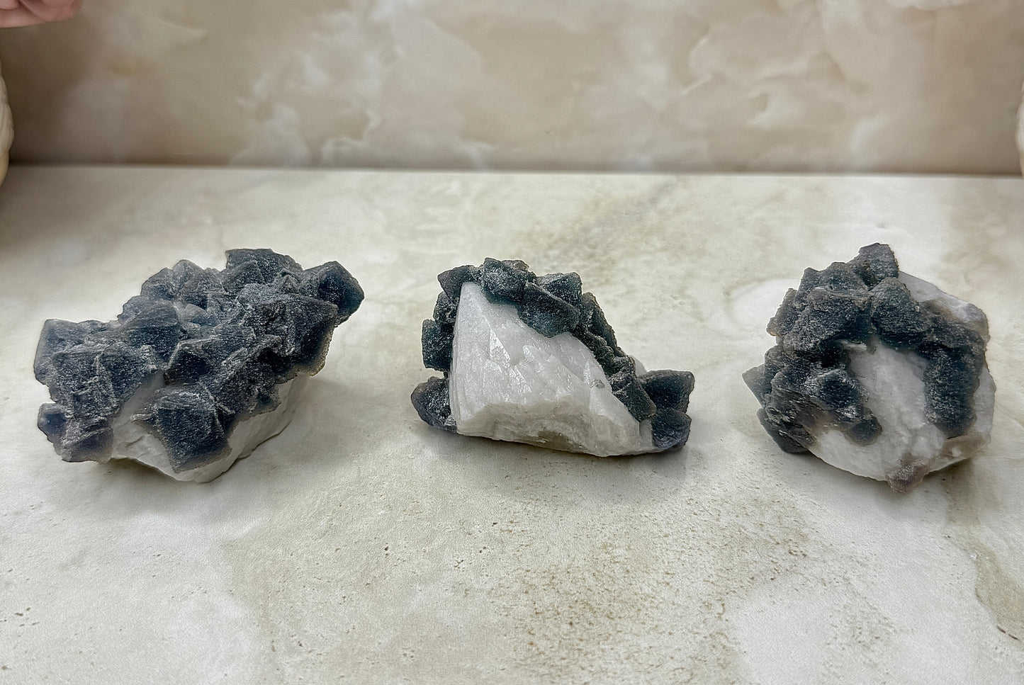 Octohedrical Fluorite on Candle Quartz