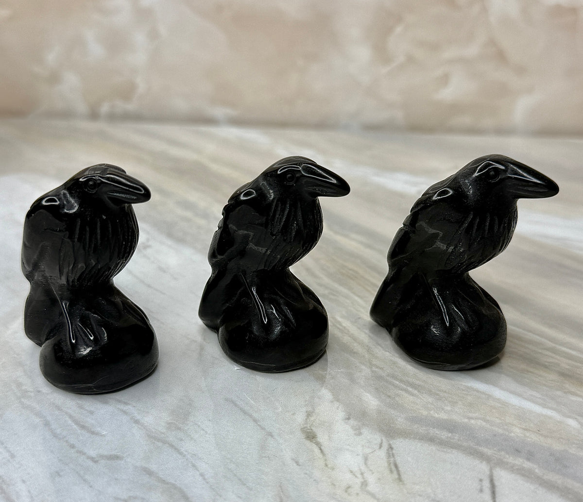 Obsidian Raven Carving