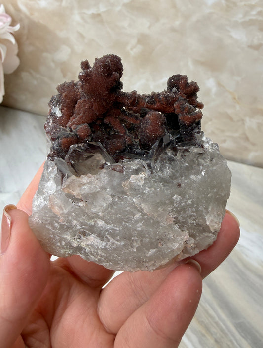 Red Hematite Quartz Cluster from Morocco